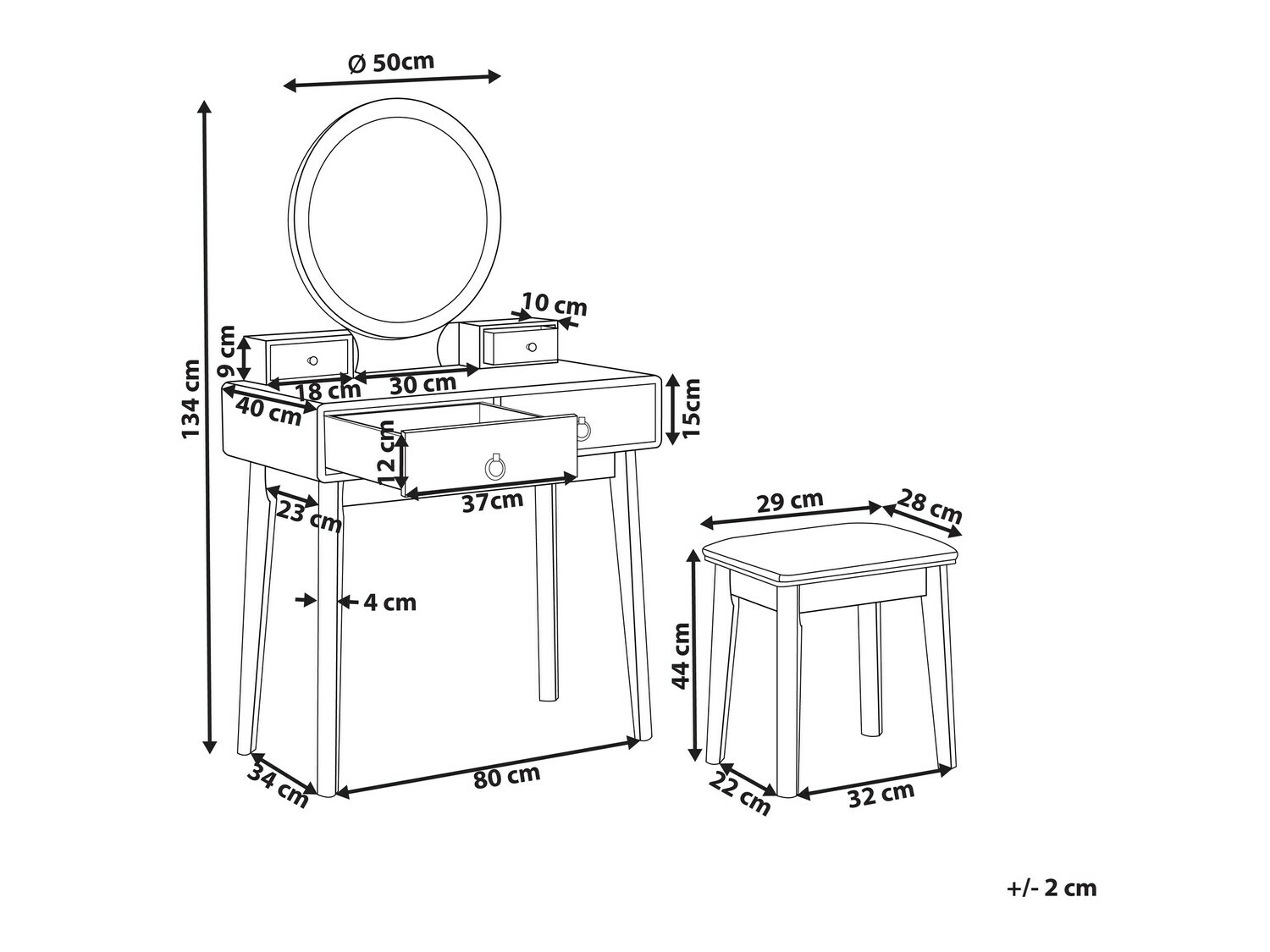 Toaletna mizica Berwyn 830 (Siva + Zlata)