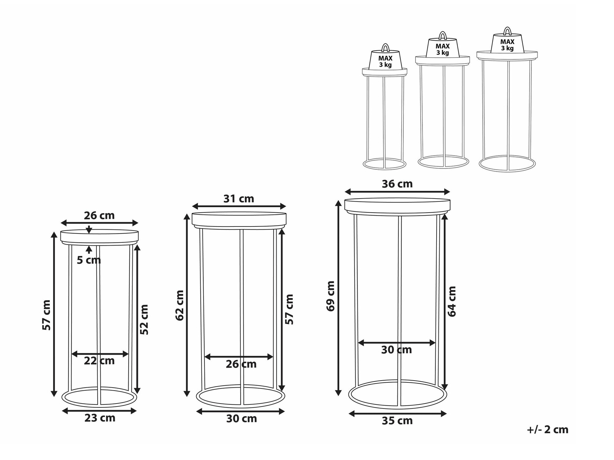 Komplet stranskih mizic Berwyn 1758