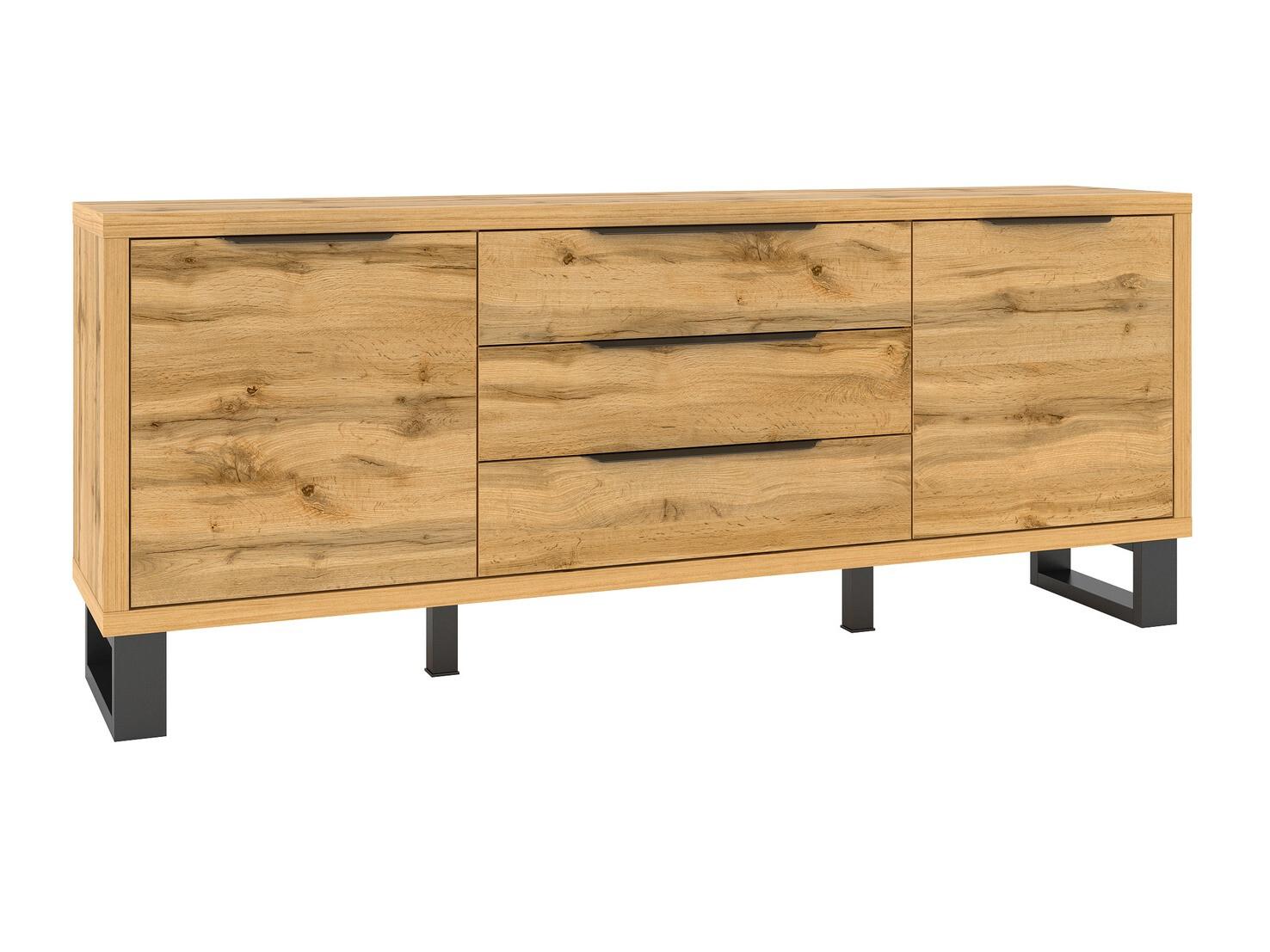 Komoda Avicavu 102 (Wotan hrast + Črna)