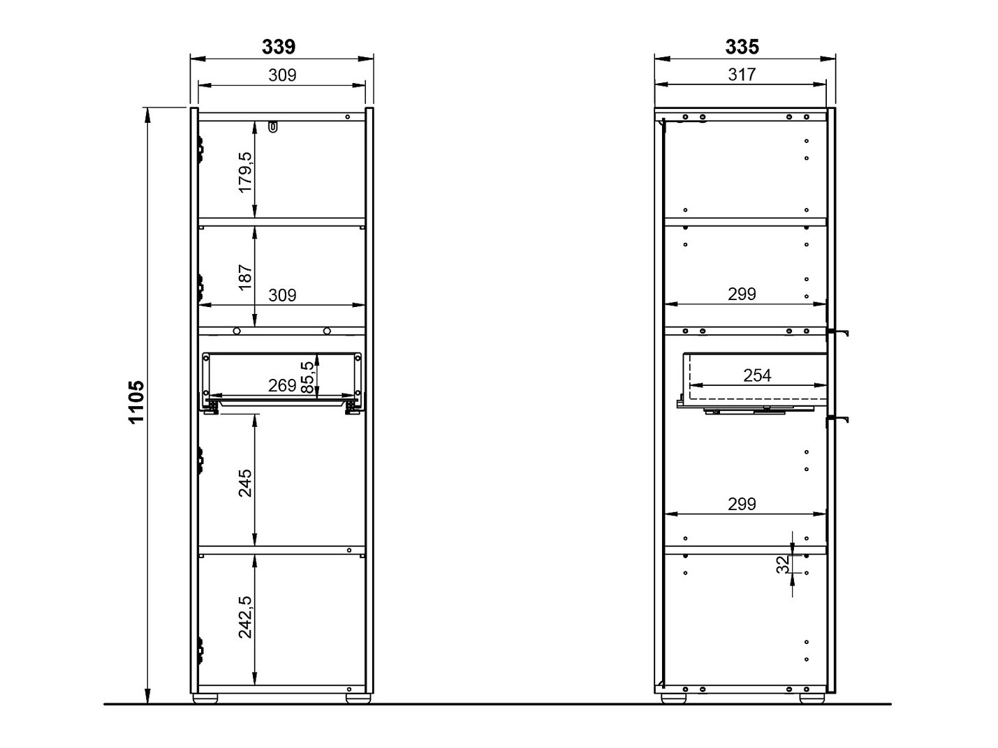 Prostostoječa Kopalniška omarica Ventei 101 (Grafit + Navarra hrast)