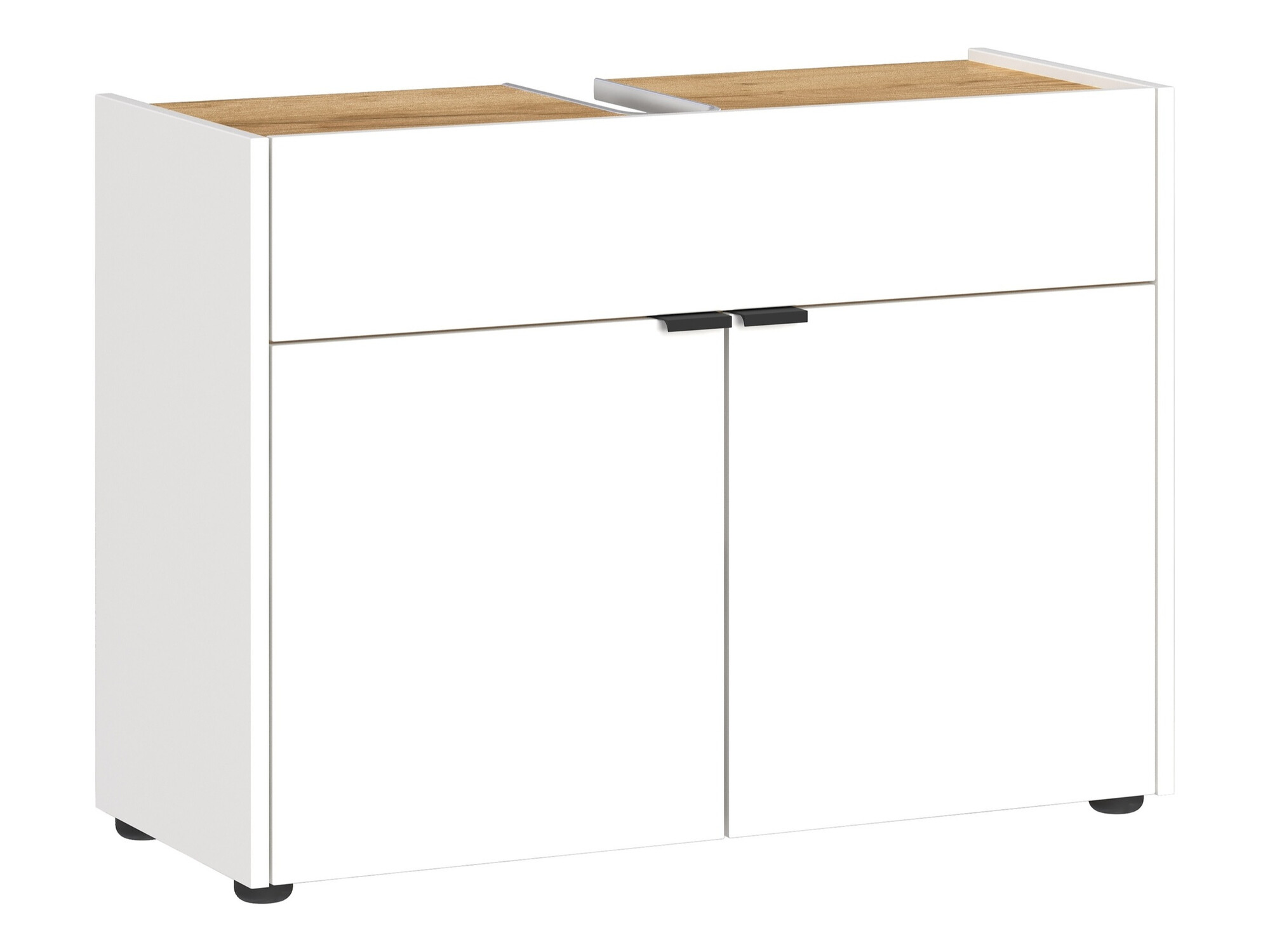 Prostostoječa kopalniška omarica za umivalnik Ventei 100 (Bela + Navarra hrast)