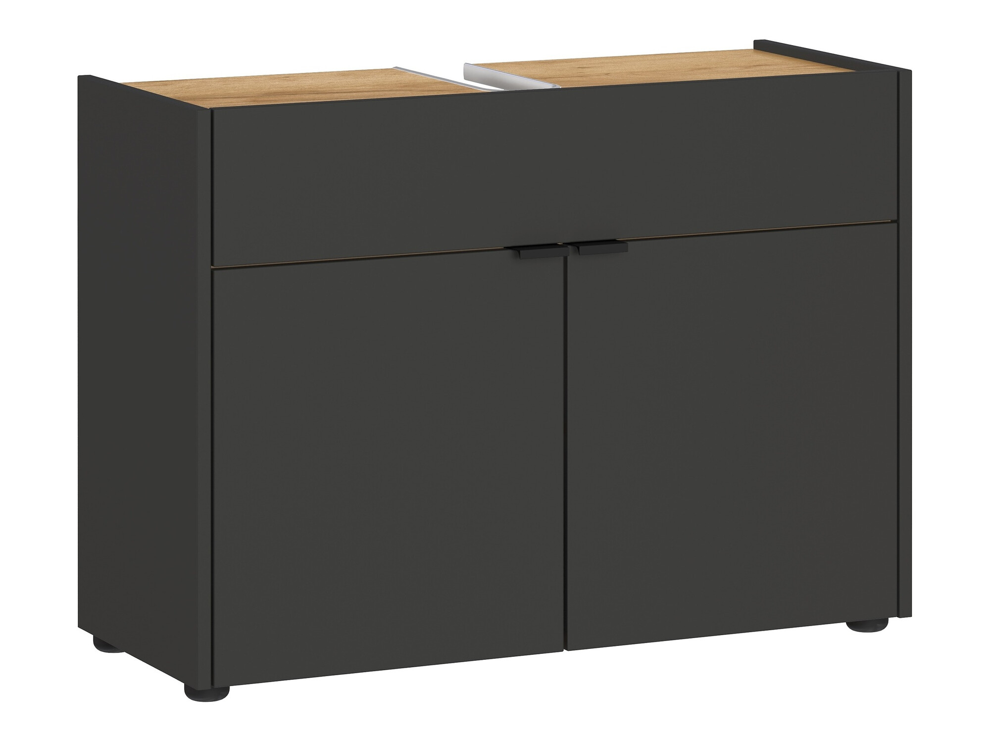 Prostostoječa kopalniška omarica za umivalnik Ventei 100 (Grafit + Navarra hrast)