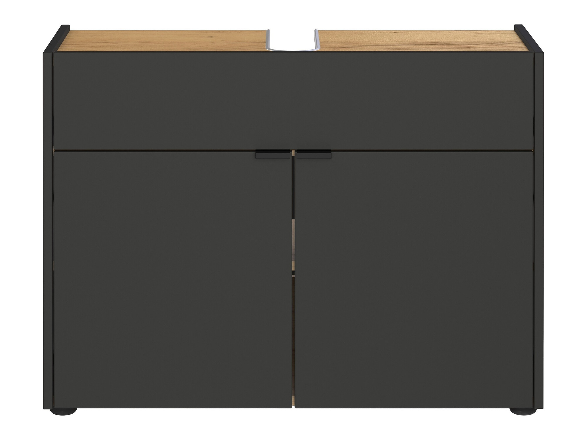 Prostostoječa kopalniška omarica za umivalnik Ventei 100 (Grafit + Navarra hrast)