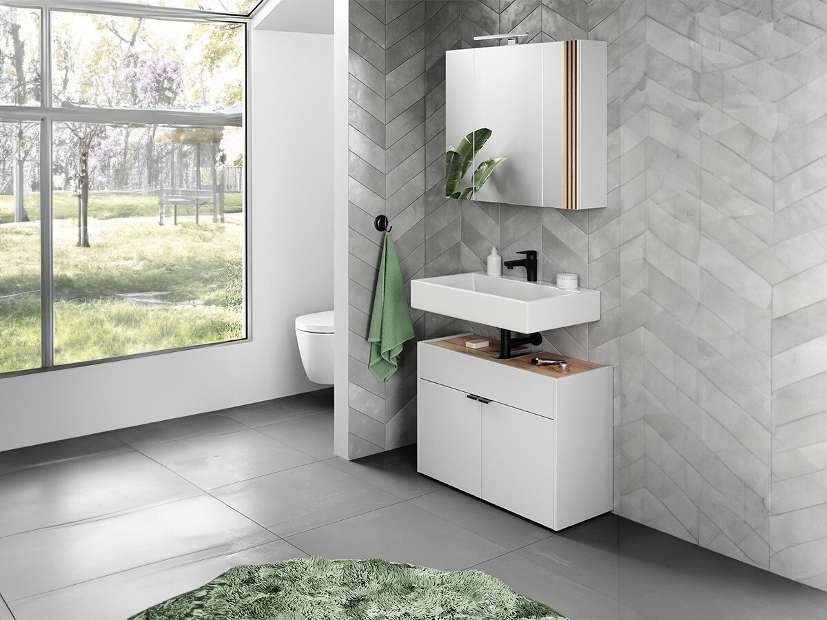 Kopalniški komplet Ventei 104 (Bela + Navarra hrast)