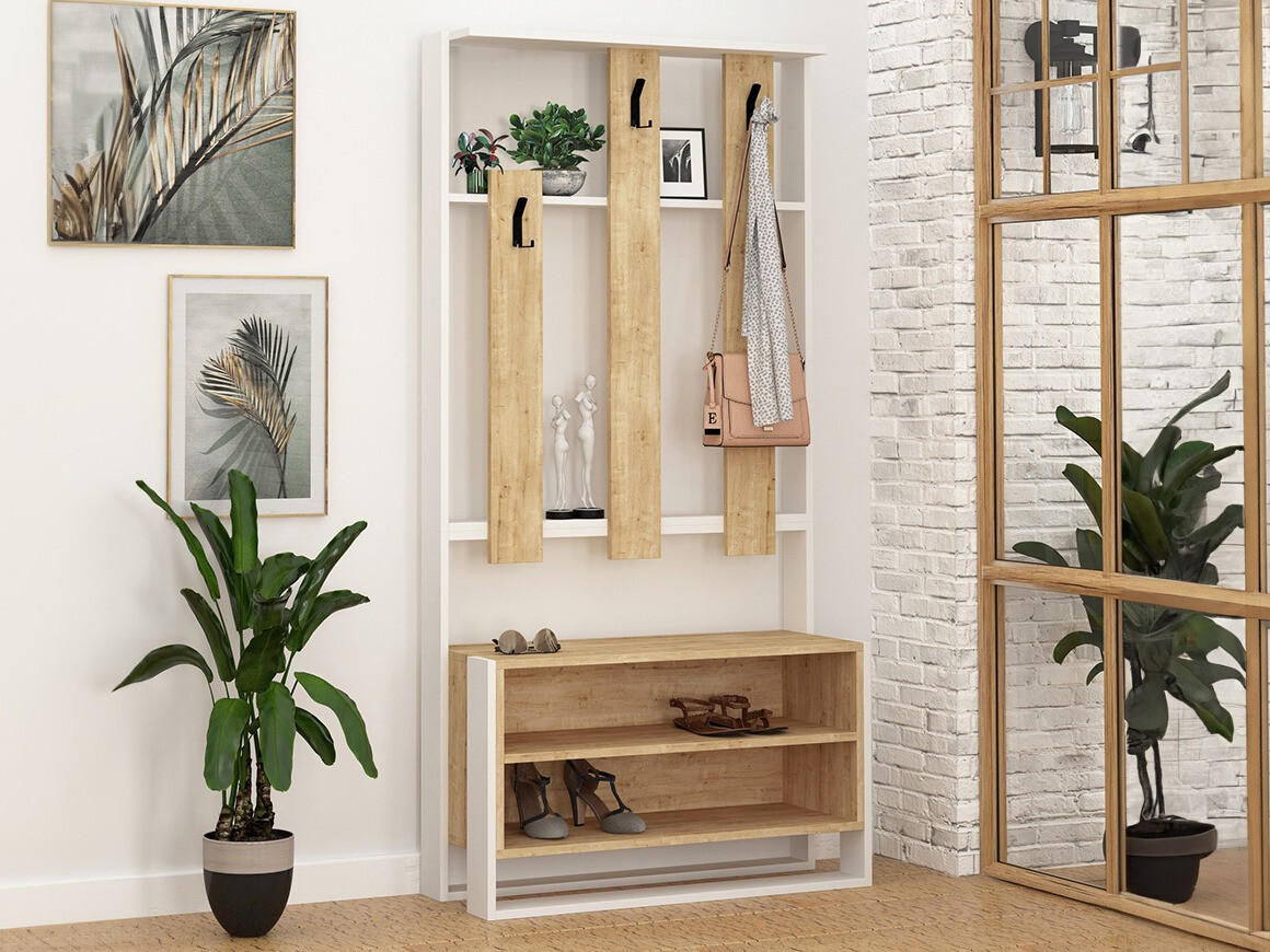 Komplet za predsobo Kailua 537 (Bela + Hrast)