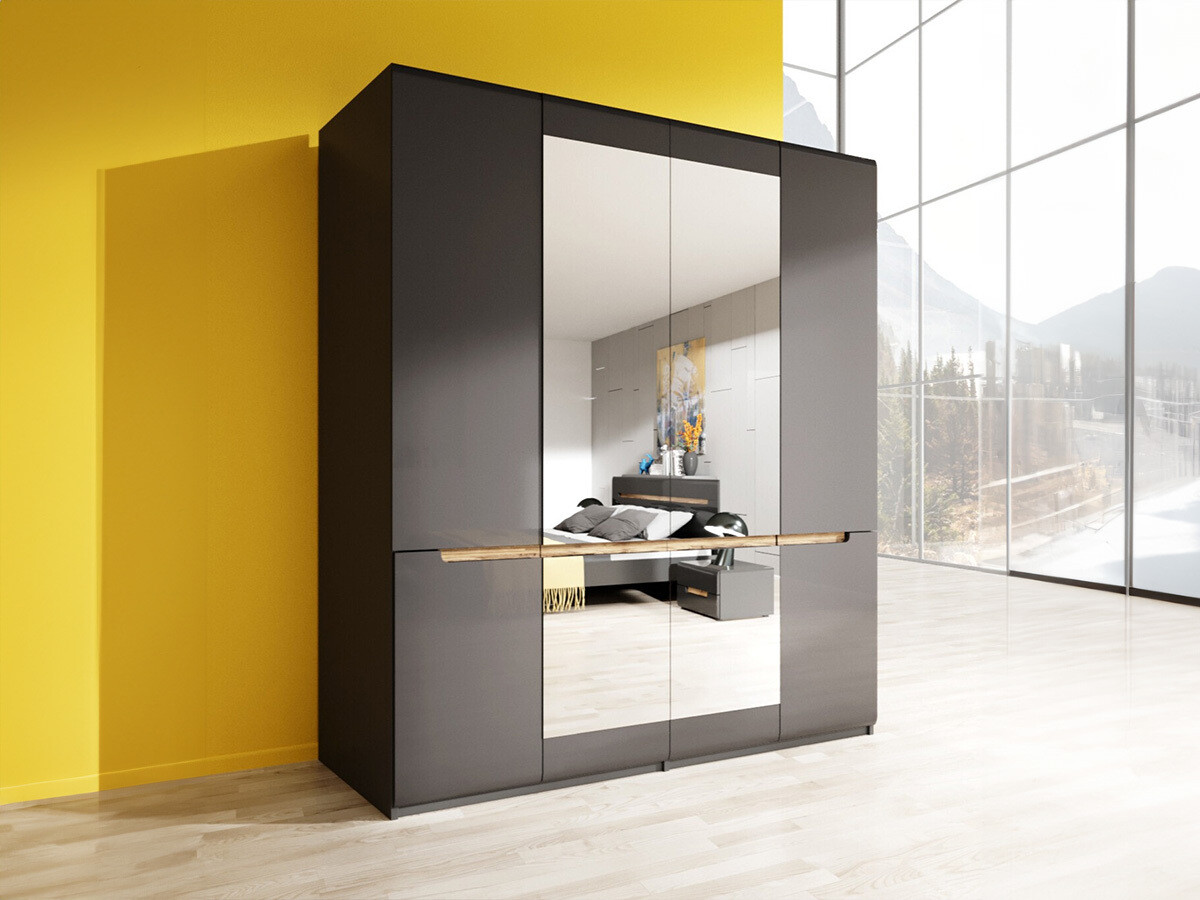Garderobna omara Austin B102 (Antracit + Gloss antracit)
