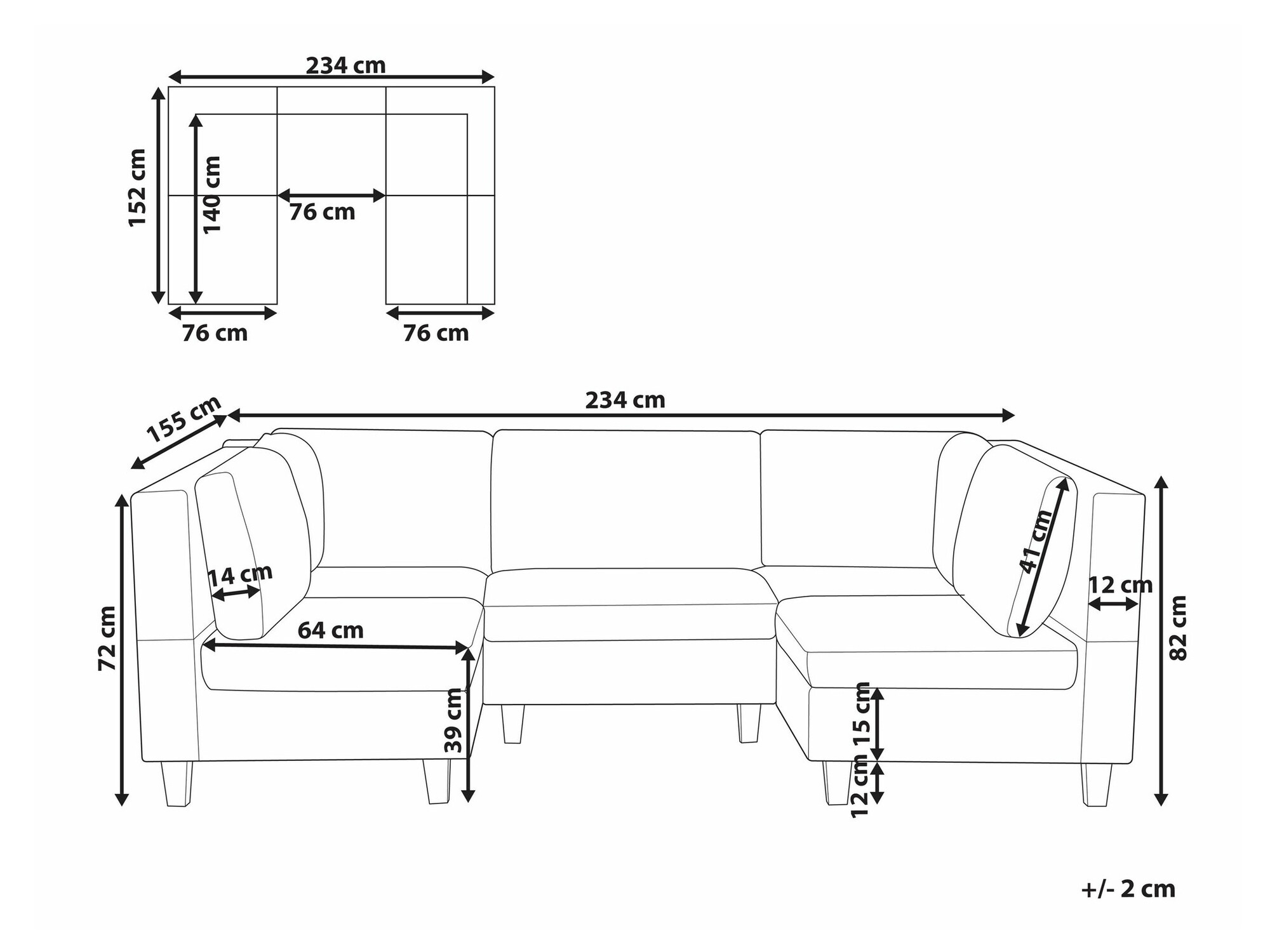 Modularna kotna sedežna garnitura Elbmeli 104 (Bež)