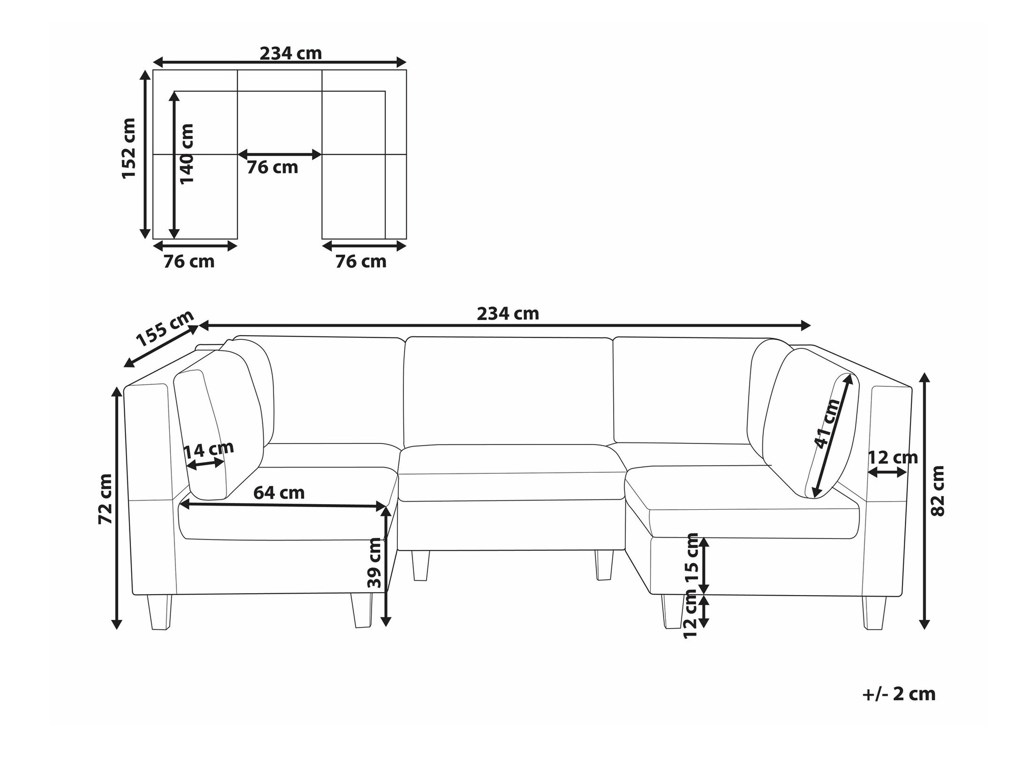 Modularna kotna sedežna garnitura Elbmeli 104 (Rjava)