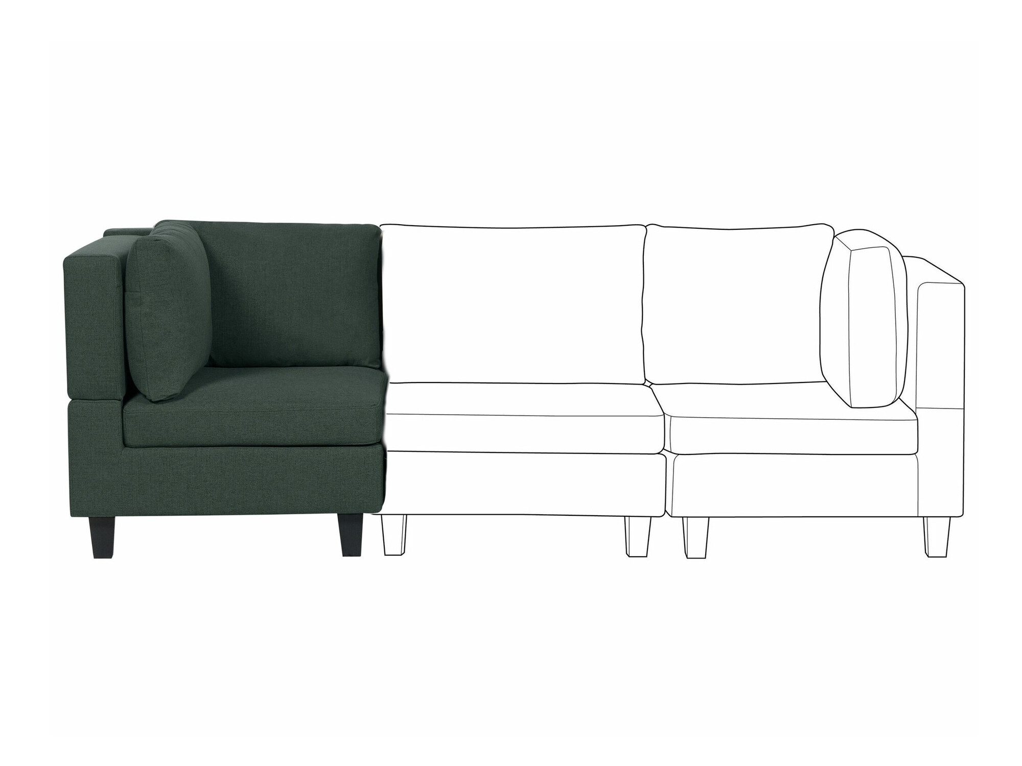 Modularni sedežni element Elbmeli 102 (Zelena)