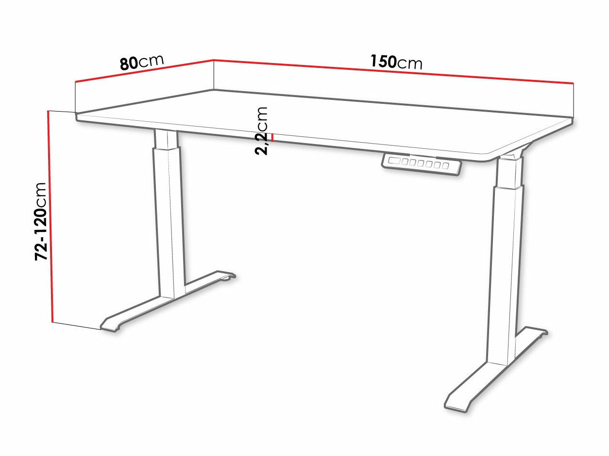 Dvižna pisalna miza Charlotte 195 (Bela + Črna)