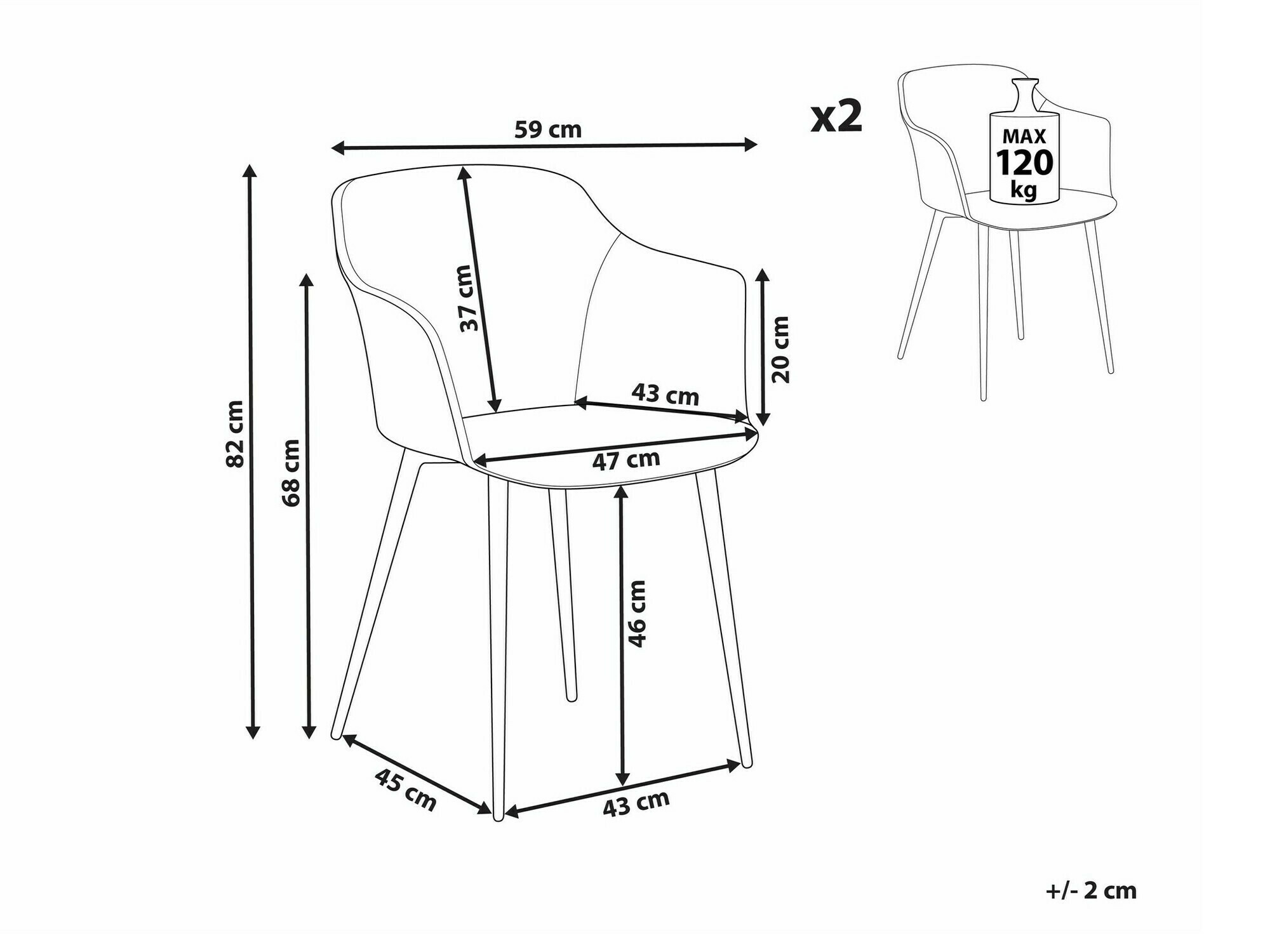 Komplet stolov Berwyn 1769 (Beige)