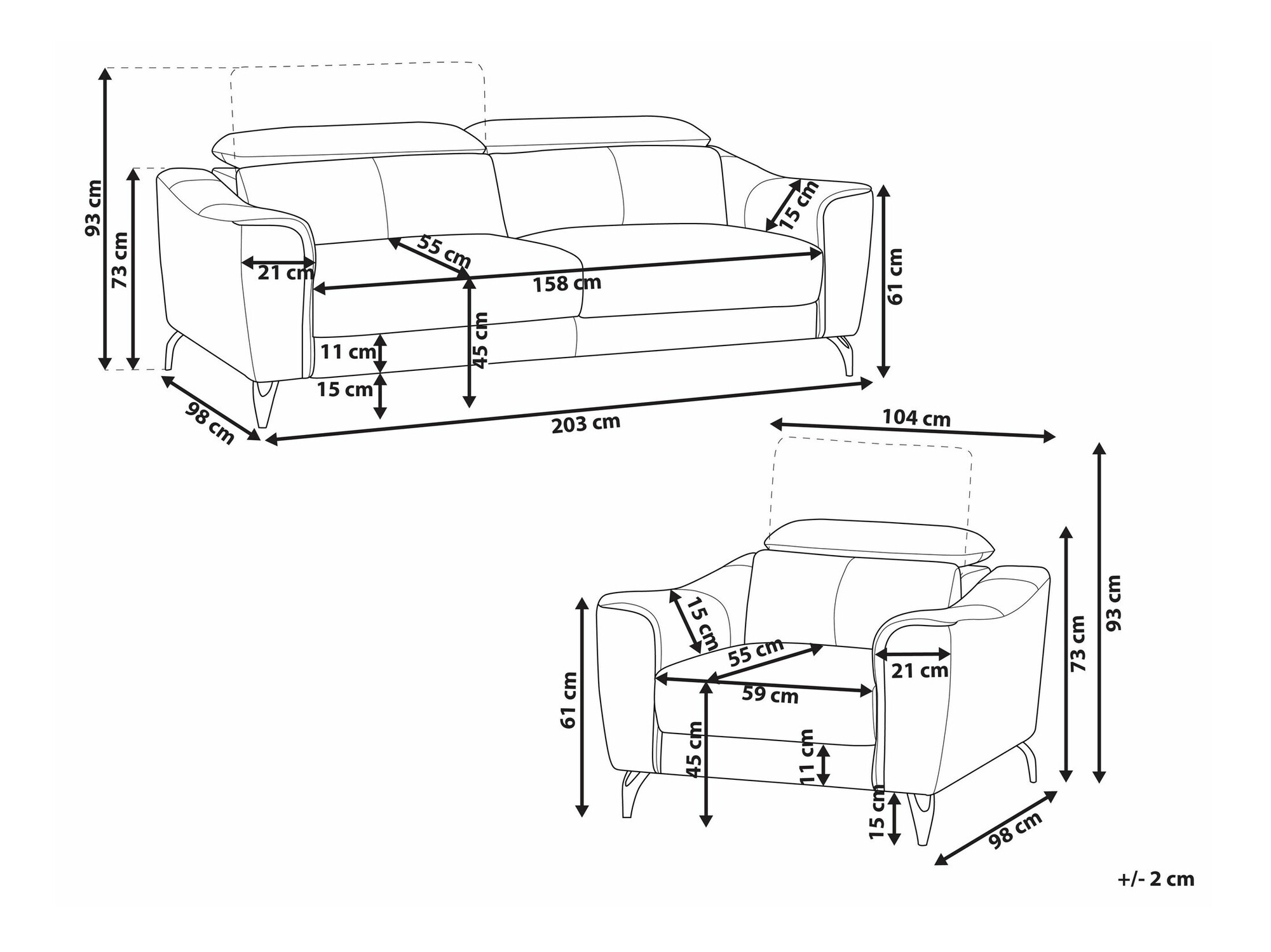 Komplet oblazinjenega pohištva Berwyn 1777