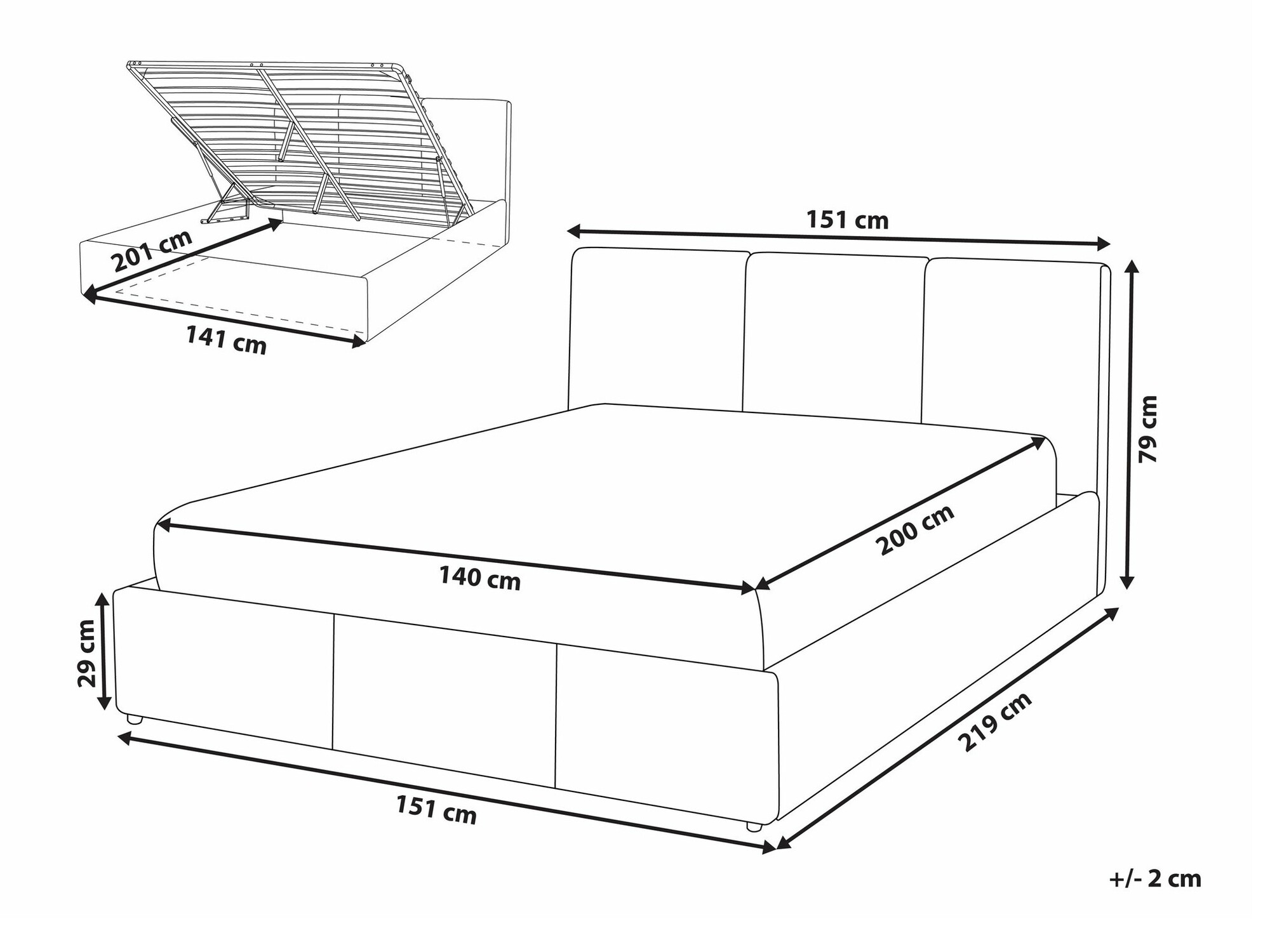 Postelja Berwyn 1780 (Temno siva)