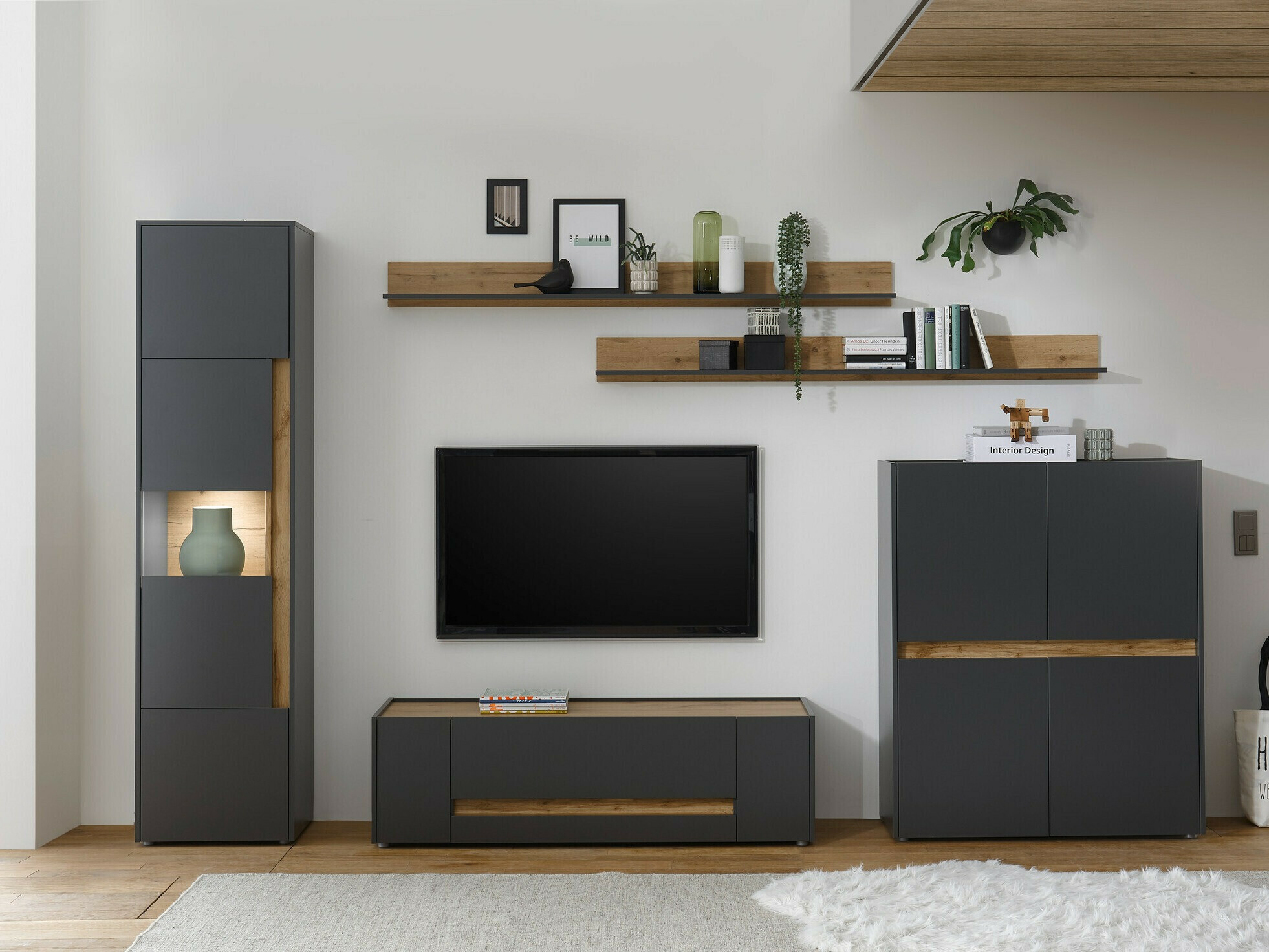 Regal Elbsori 100 (Antracit + Wotan hrast)