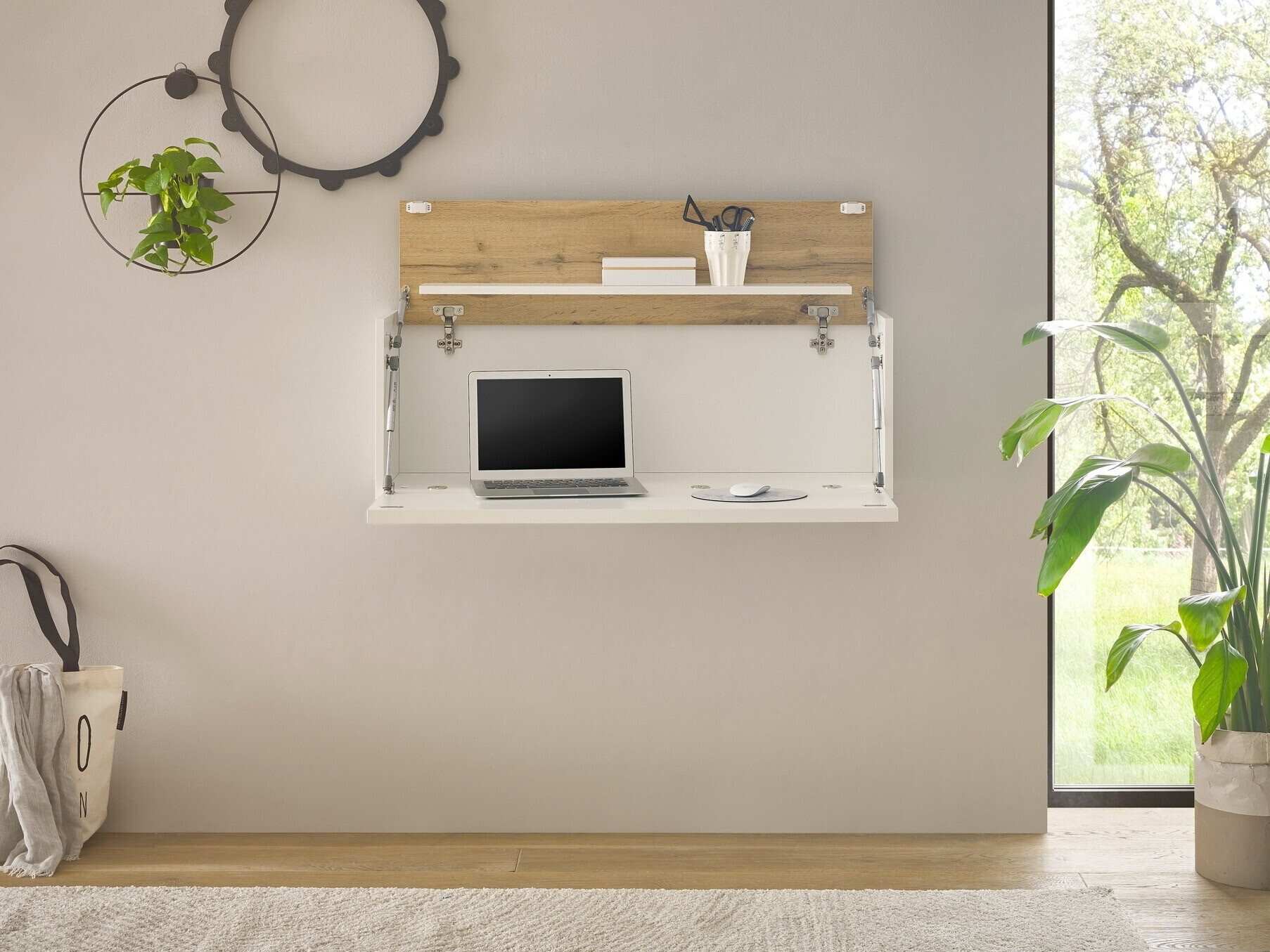 Pisalna miza Elbsori 107 (Bela + Wotan hrast)