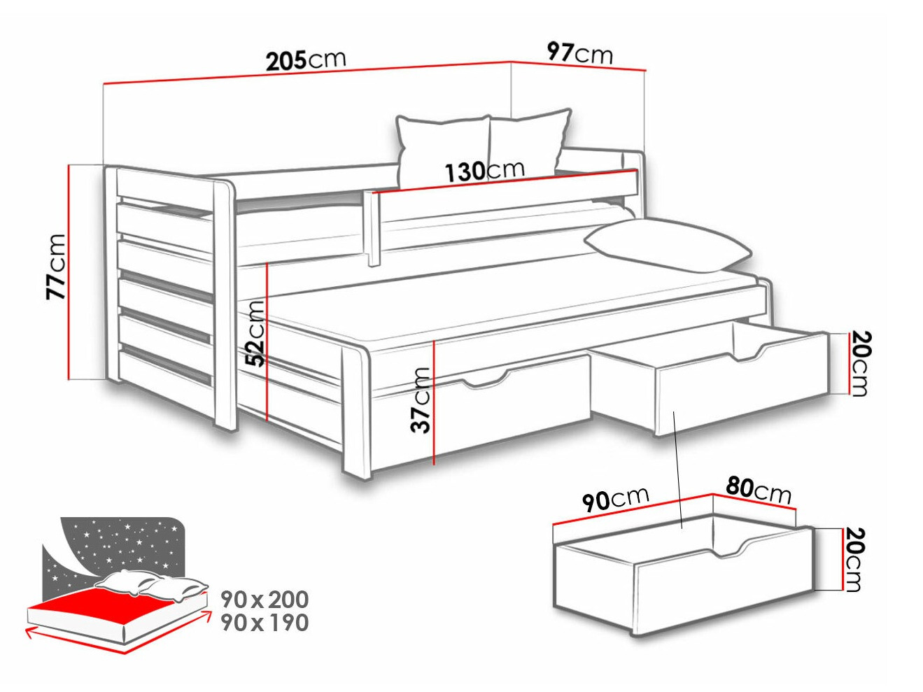 Postelja Henderson 128 (Bela)