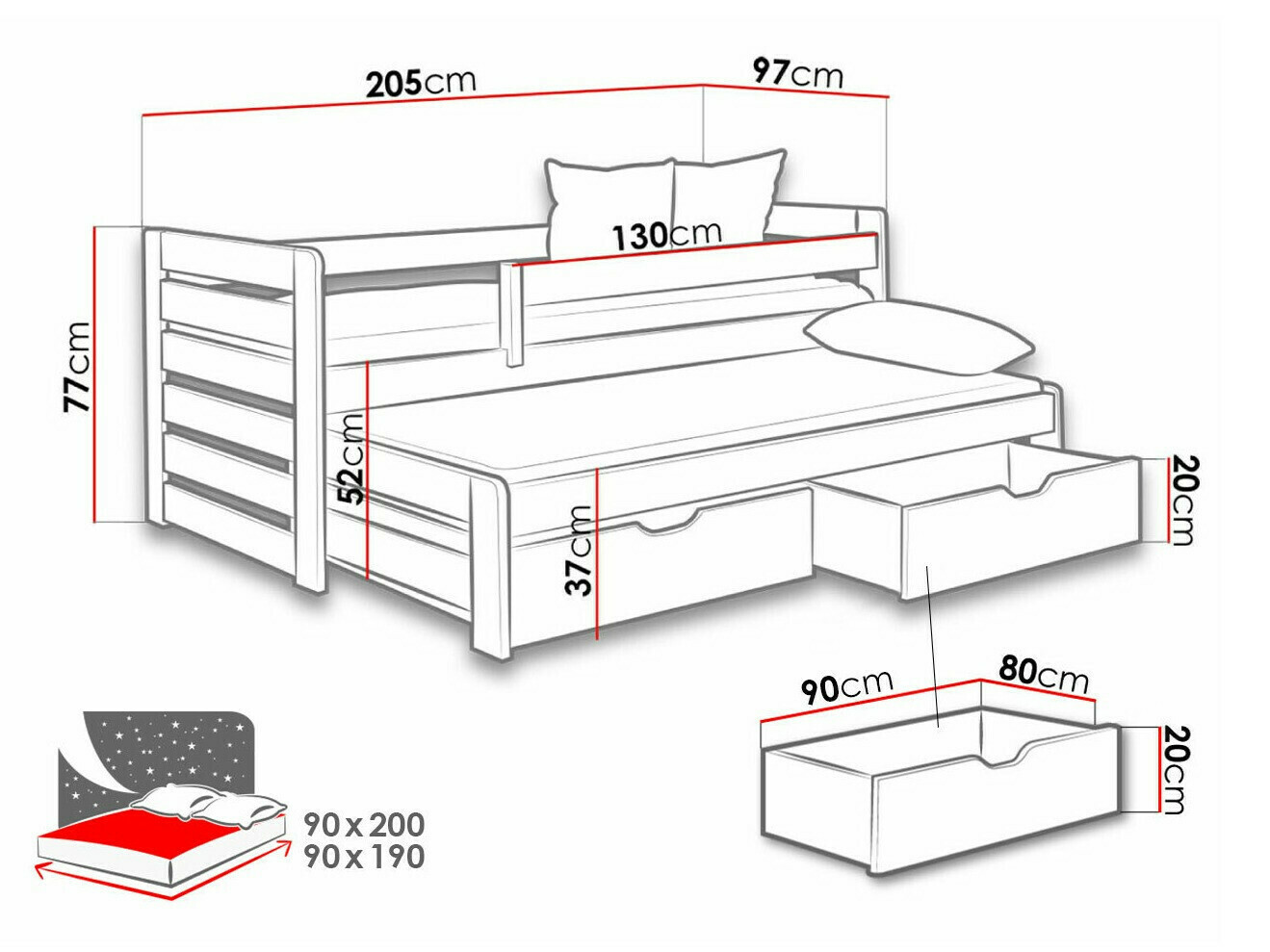 Postelja Henderson 128 (Bor)