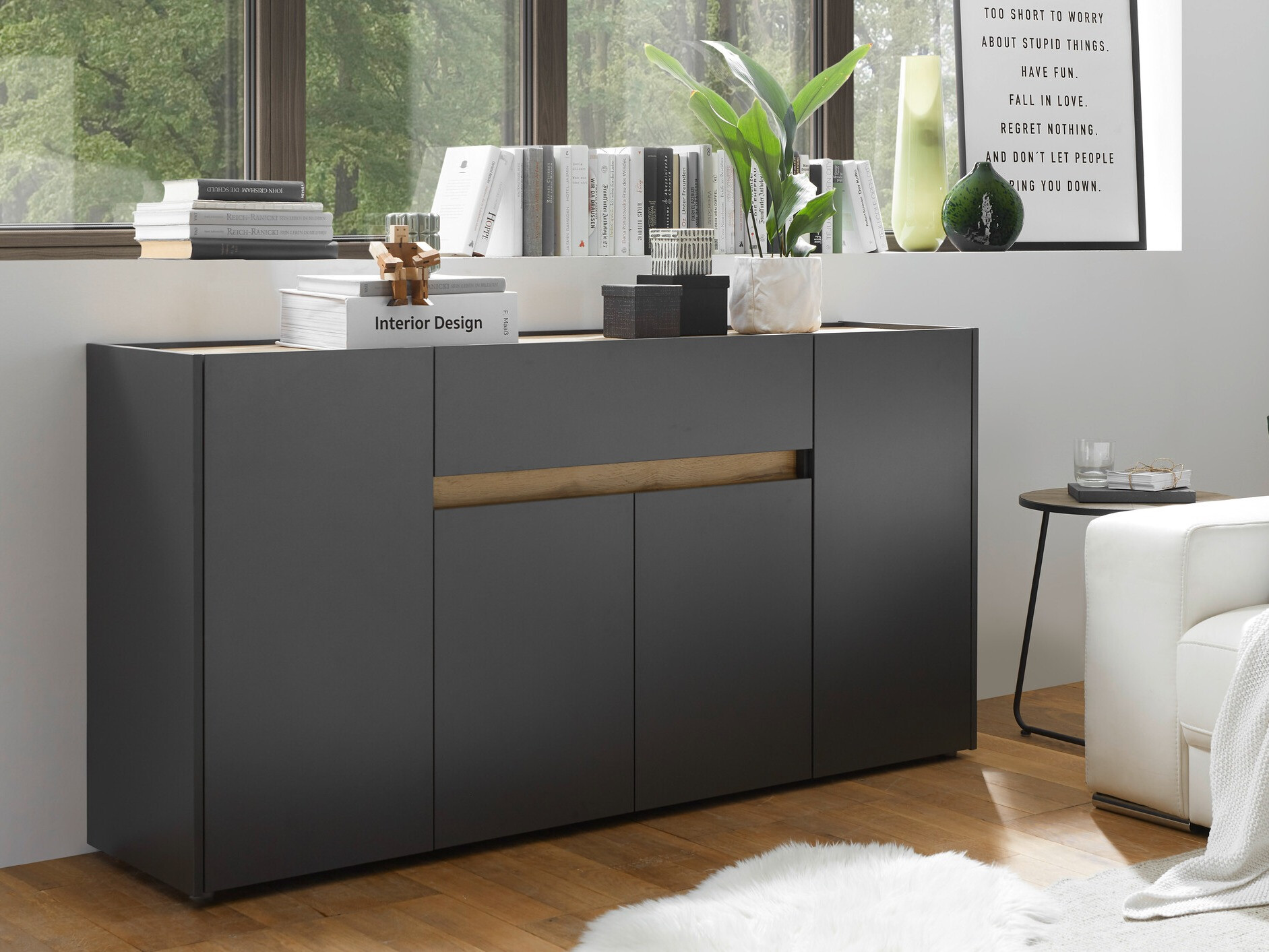 Komoda Elbsori 117 (Antracit + Wotan hrast)