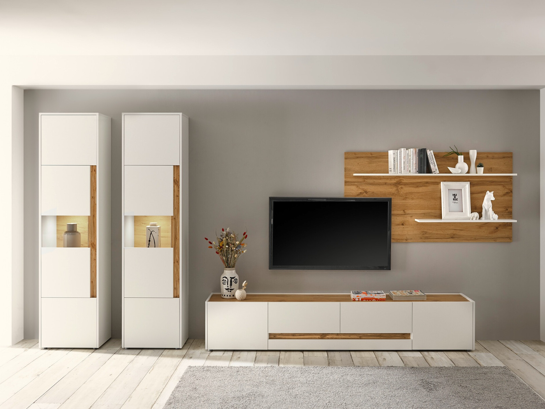 TV-omarica Elbsori 116 (Bela + Wotan hrast)