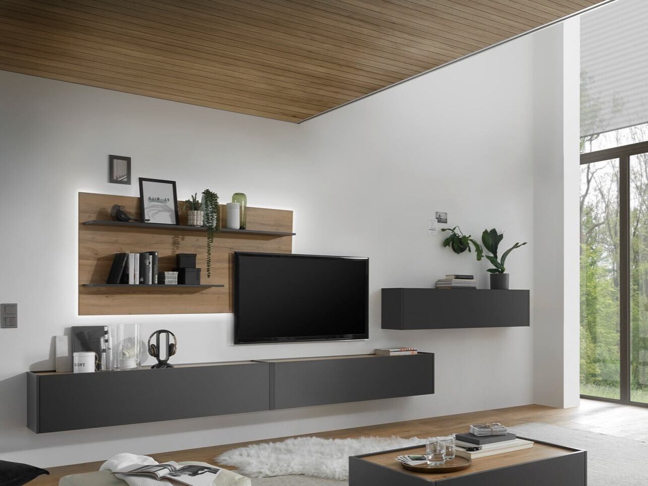 Dnevni prostor Elbsori 121 (Antracit + Wotan hrast)