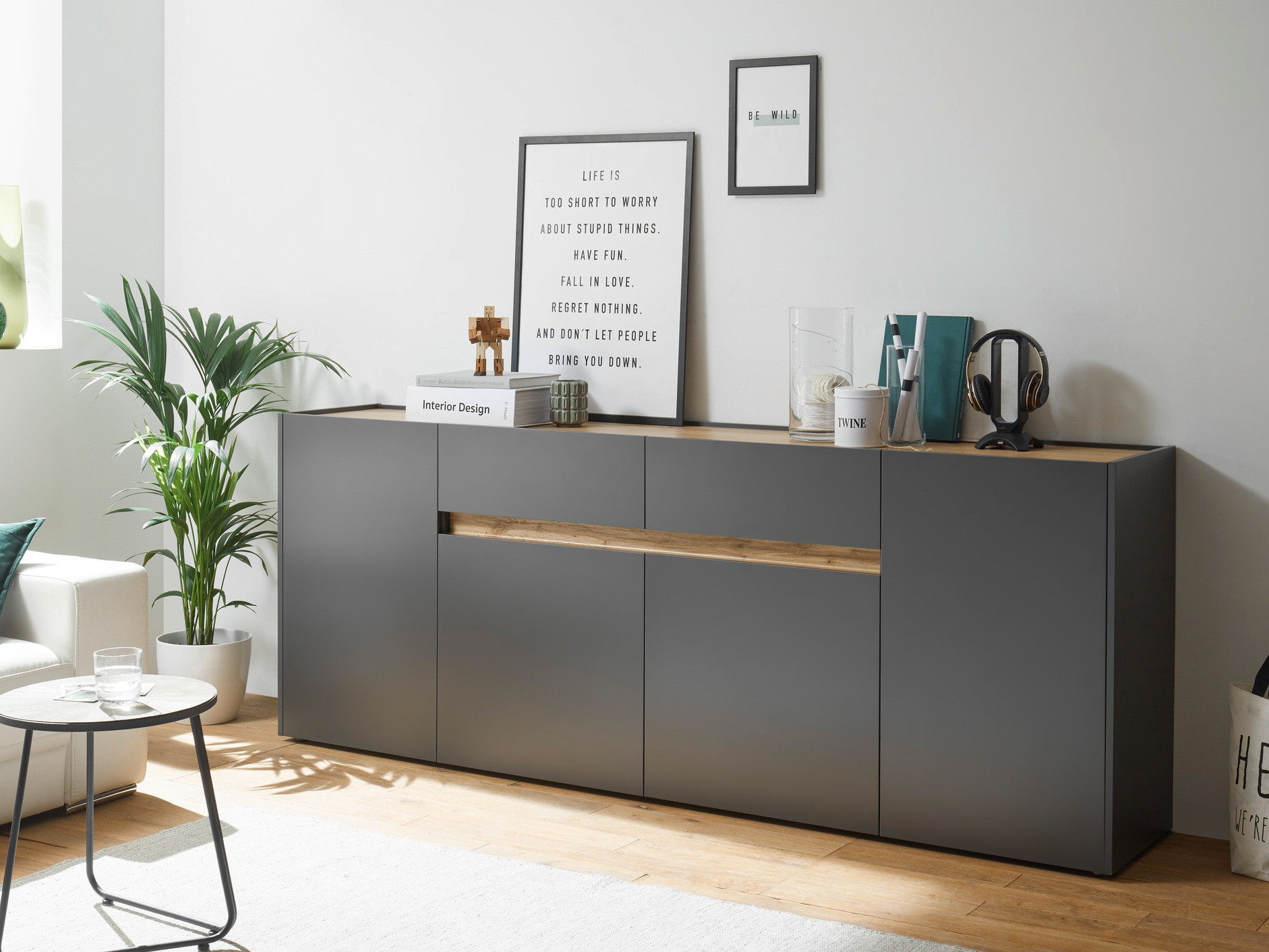 Komoda Elbsori 118 (Antracit + Wotan hrast)