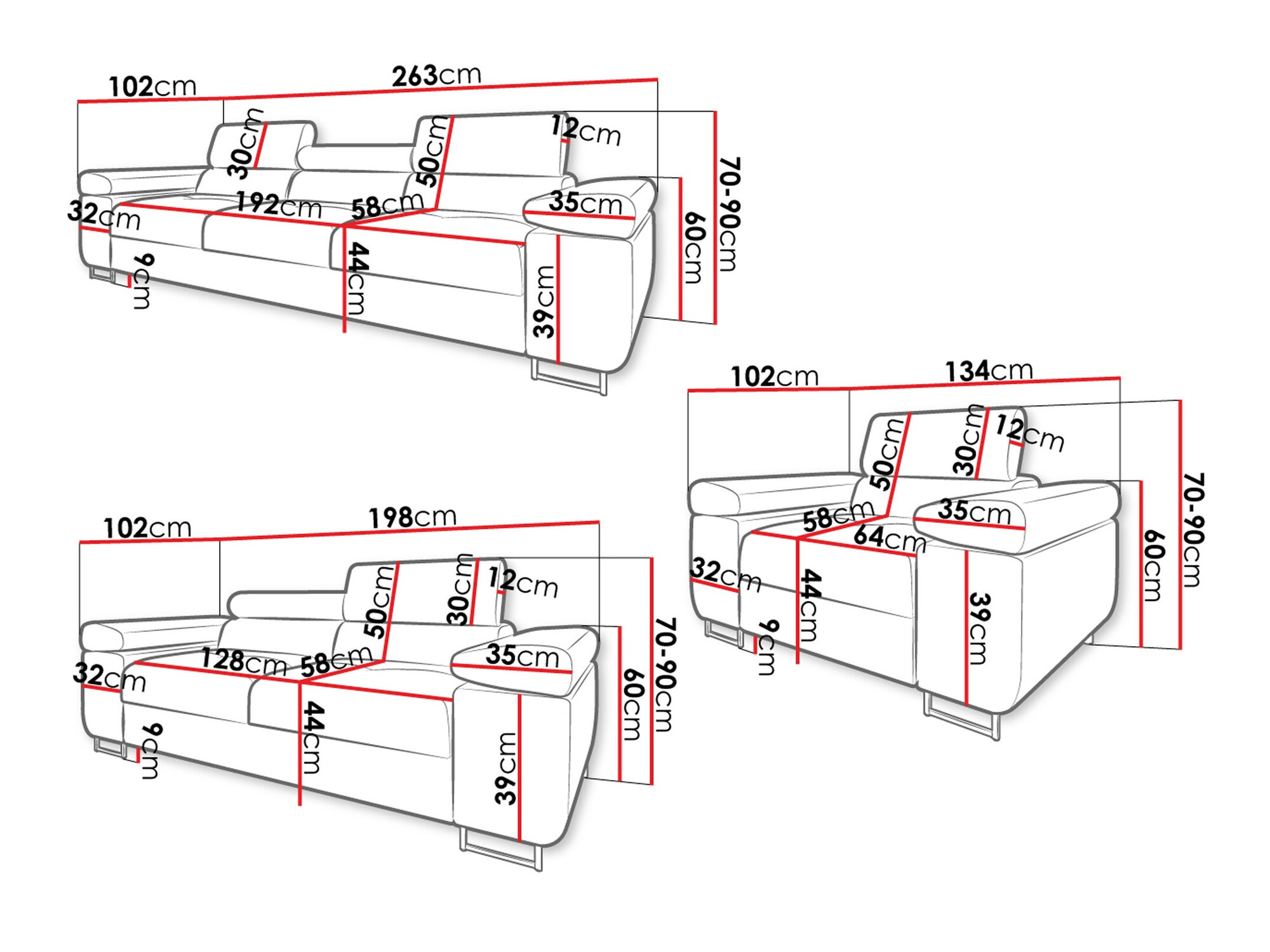 Komplet oblazinjenega pohištva Comfivo Eliferu 107 (Manila 18)