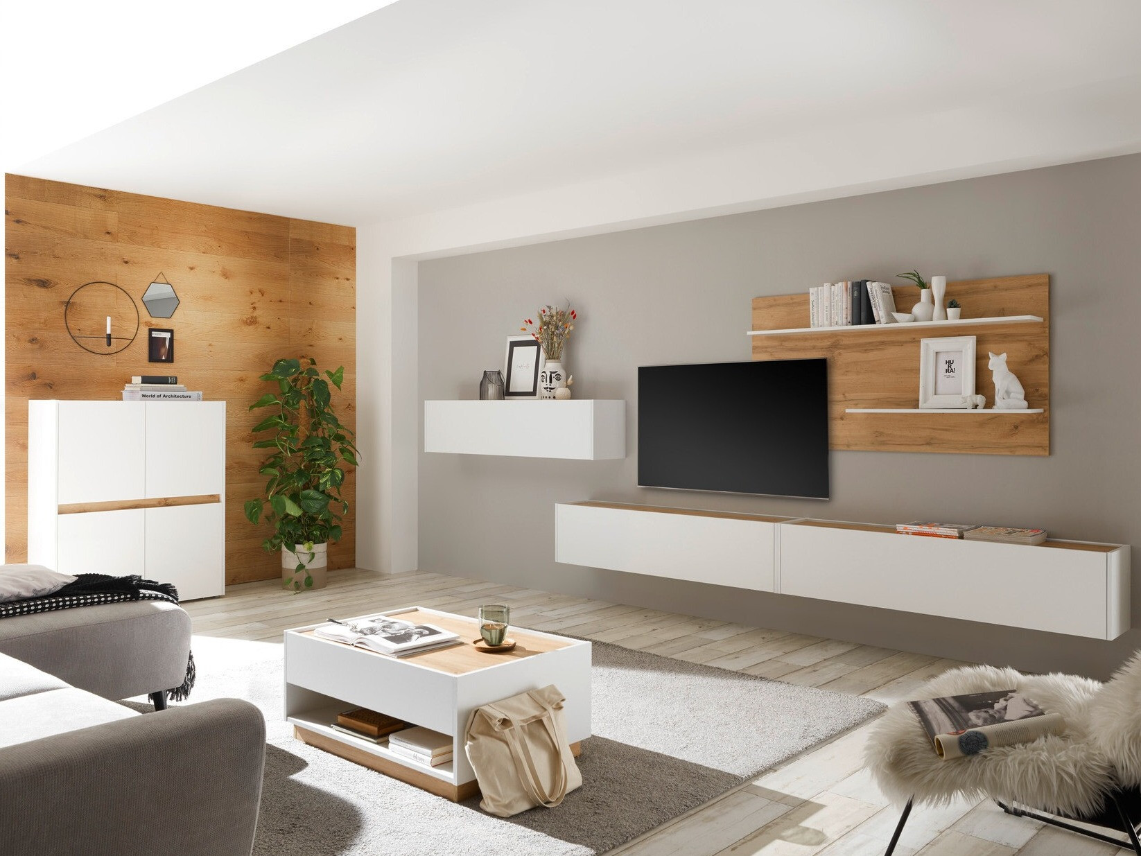 Klubska mizica Elbsori 123 (Bela + Wotan hrast)