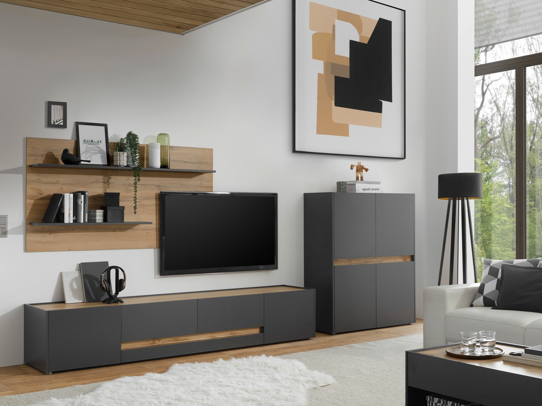 Dnevni prostor Elbsori 127 (Antracit + Wotan hrast)