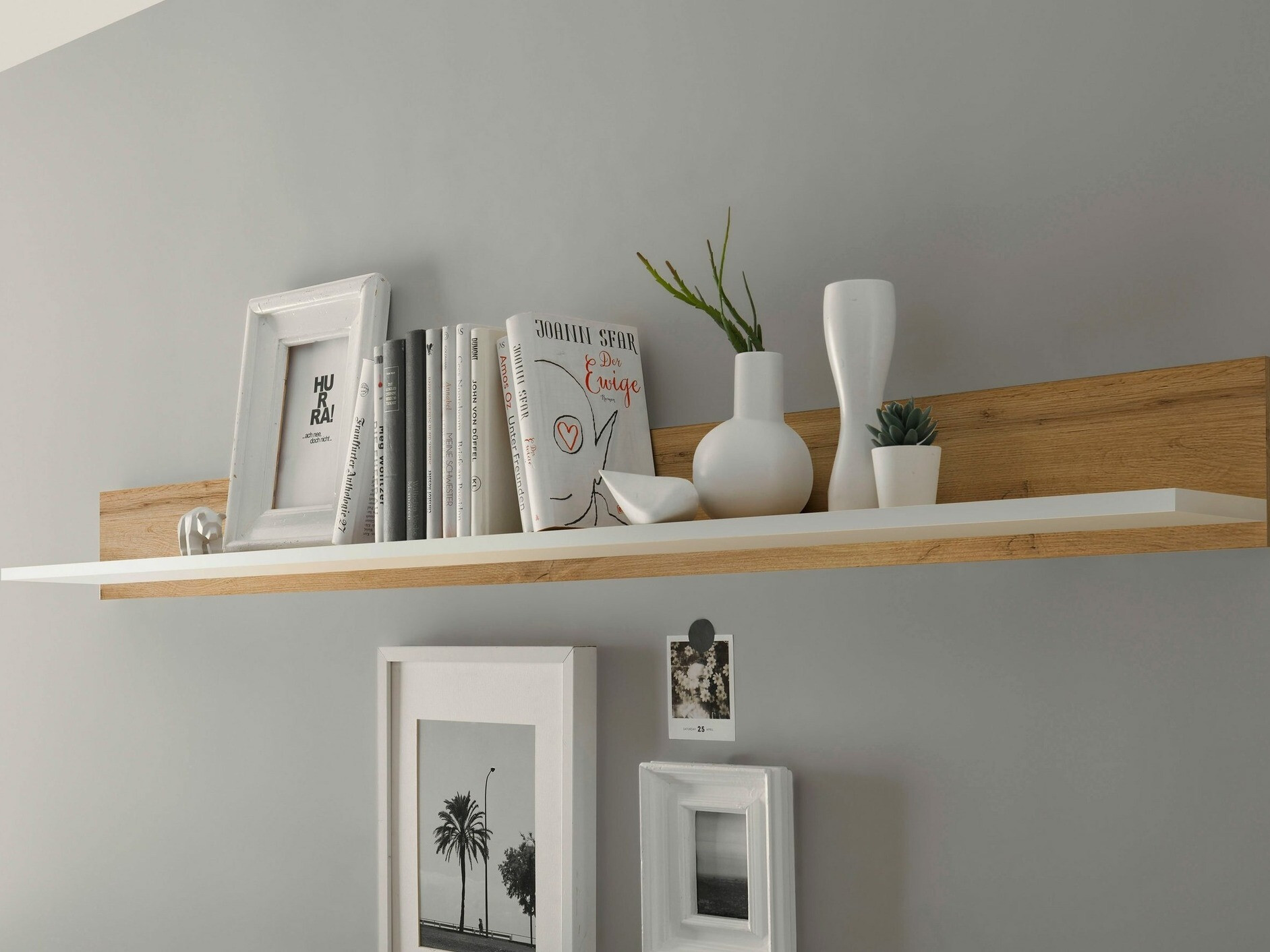 Stenska polica Elbsori 126 (Wotan hrast + Bela)