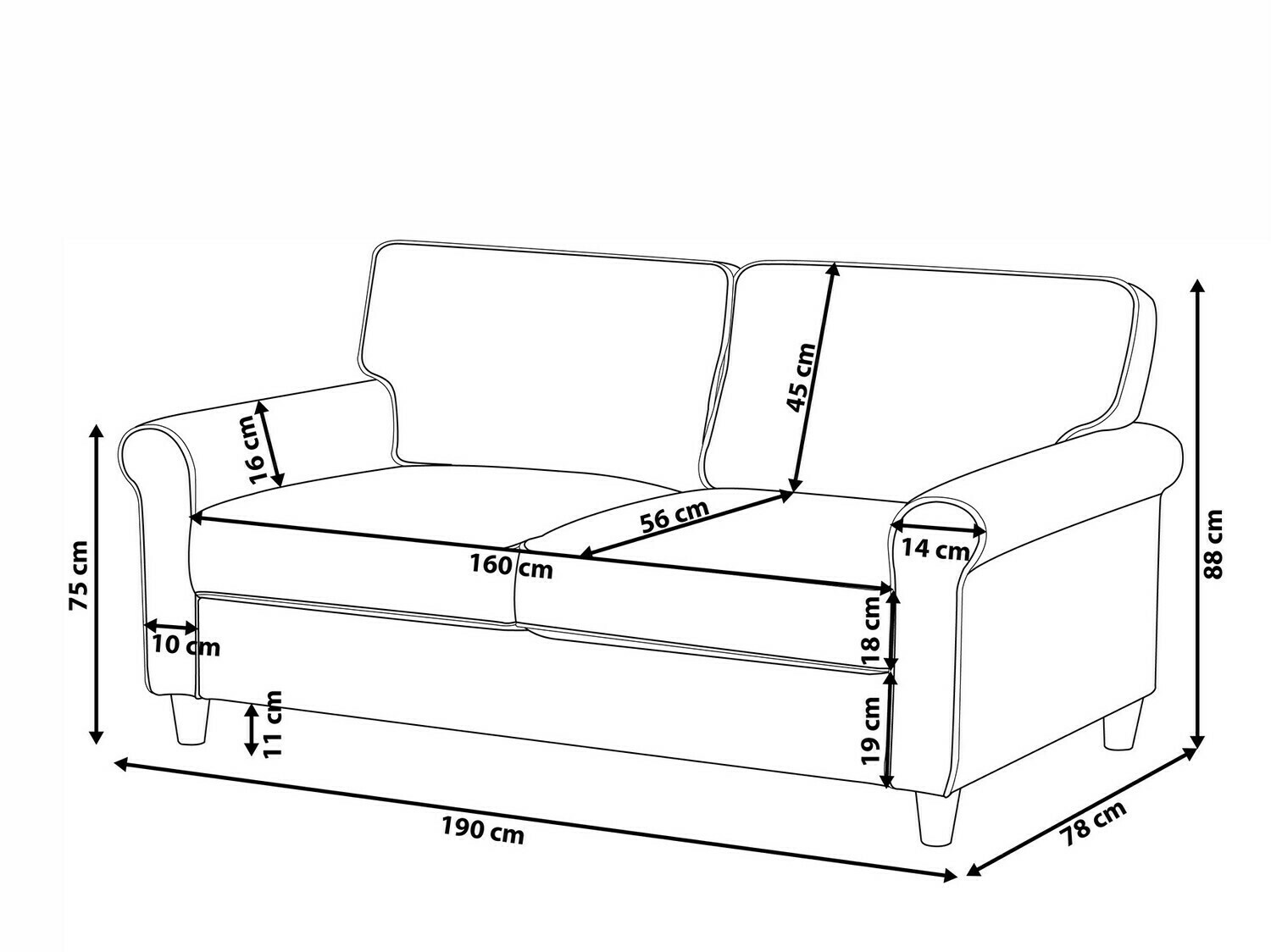 Kavč Berwyn 675 (Rjava)