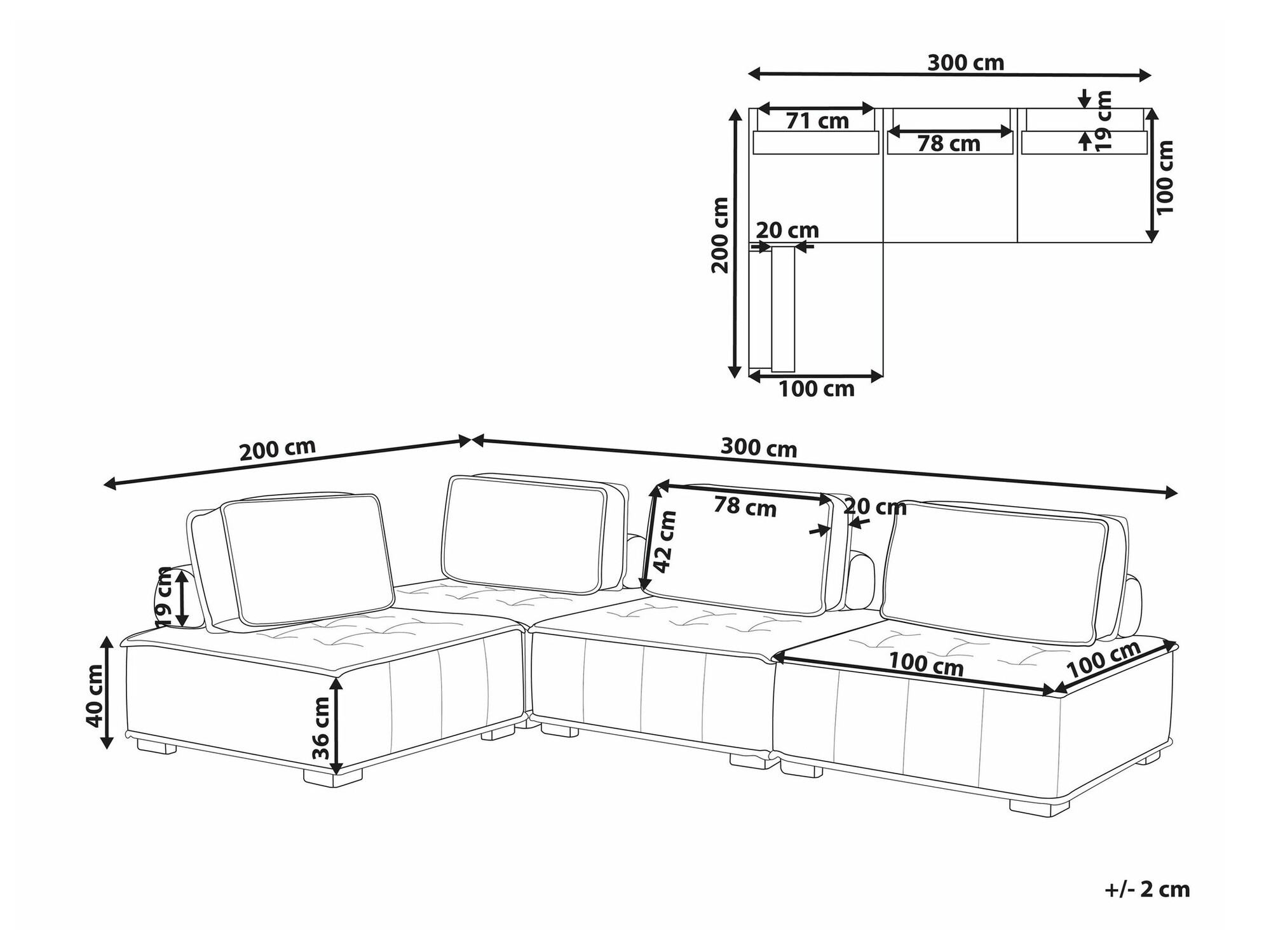 Modularna kotna sedežna garnitura Berwyn 1807 (Siva)