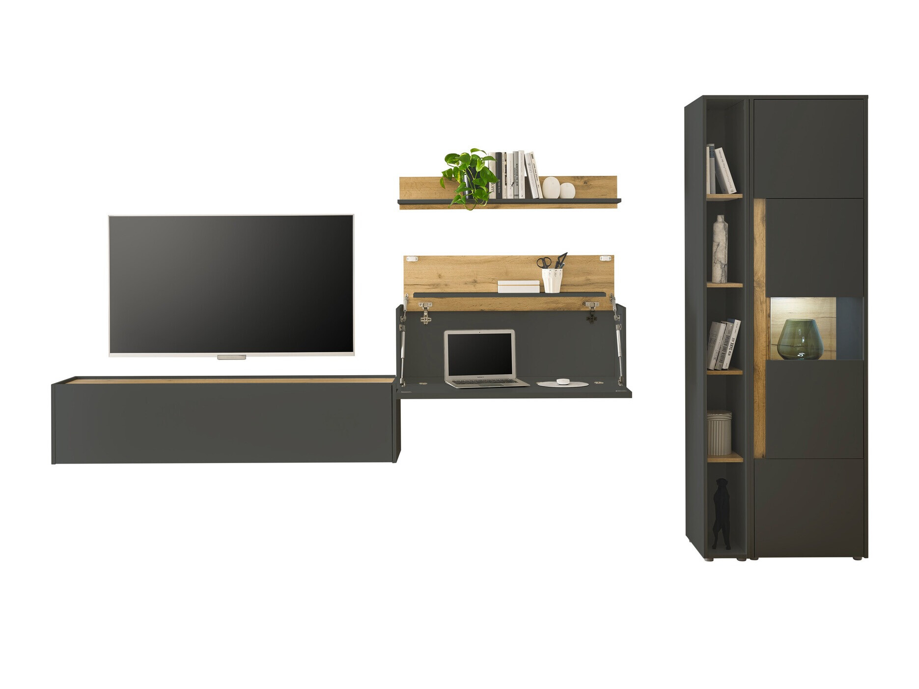 Dnevni prostor Elbsori 133 (Antracit + Wotan hrast)