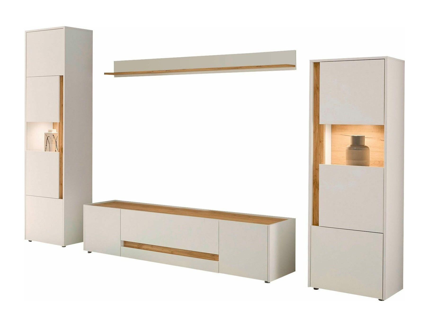 Komplet za dnevno sobo Elbsori 130 (Bela + Wotan hrast)