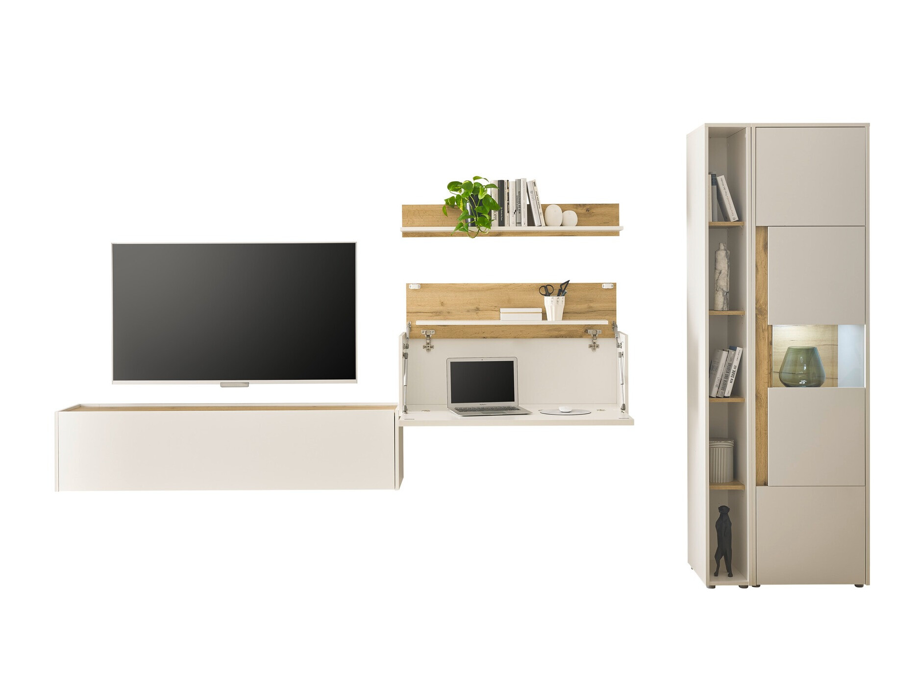 Komplet za dnevno sobo Elbsori 133 (Bela + Wotan hrast)