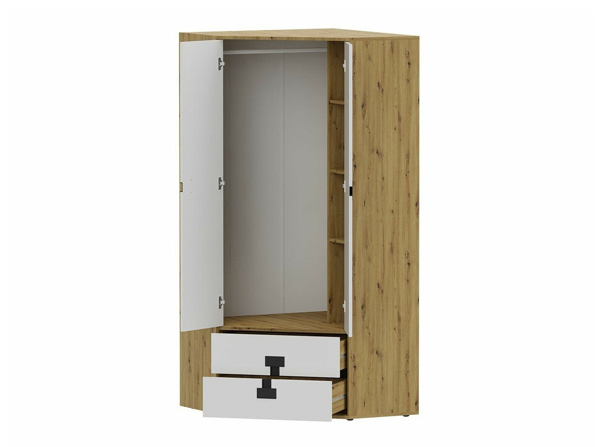 Kotna omara Florevi 114 (Mat bela + Artisan hrast)