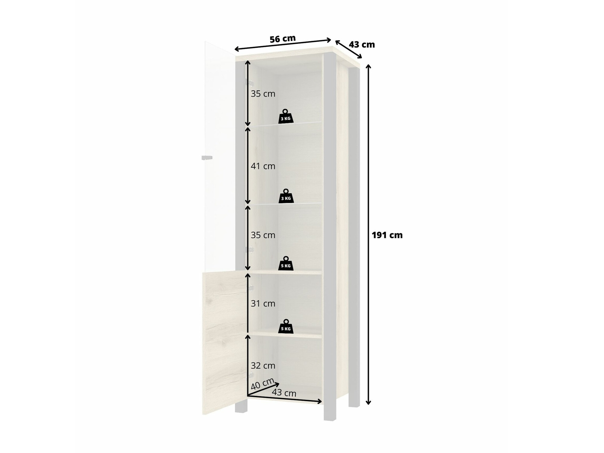 Regal Tornua 101 (Temna smreka + Mat črna)