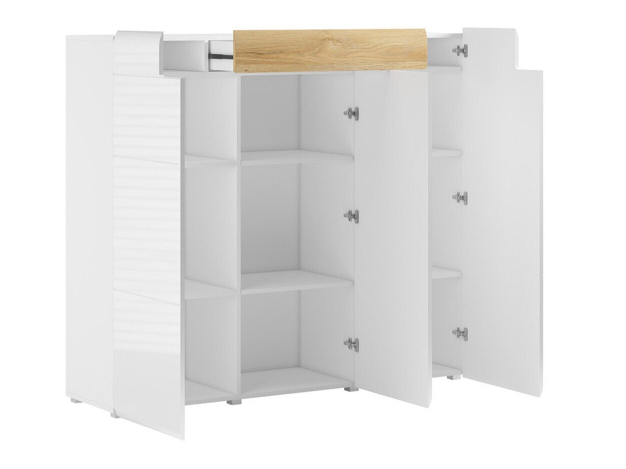 Komoda Torsone 112 (Bela + Sijaj bela + Hrast San Remo)