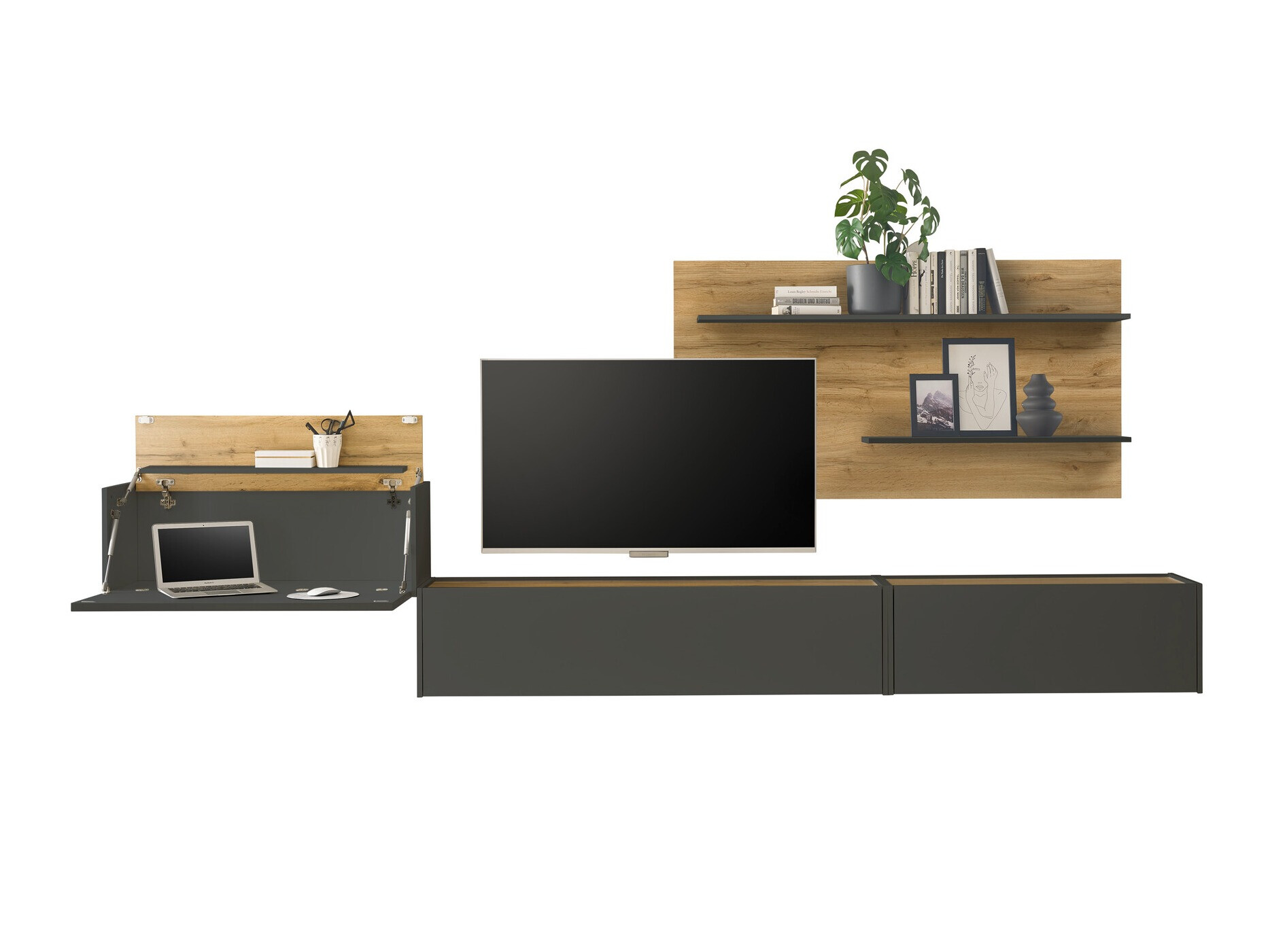 Komplet za dnevno sobo Elbsori 137 (Antracit + Wotan hrast)