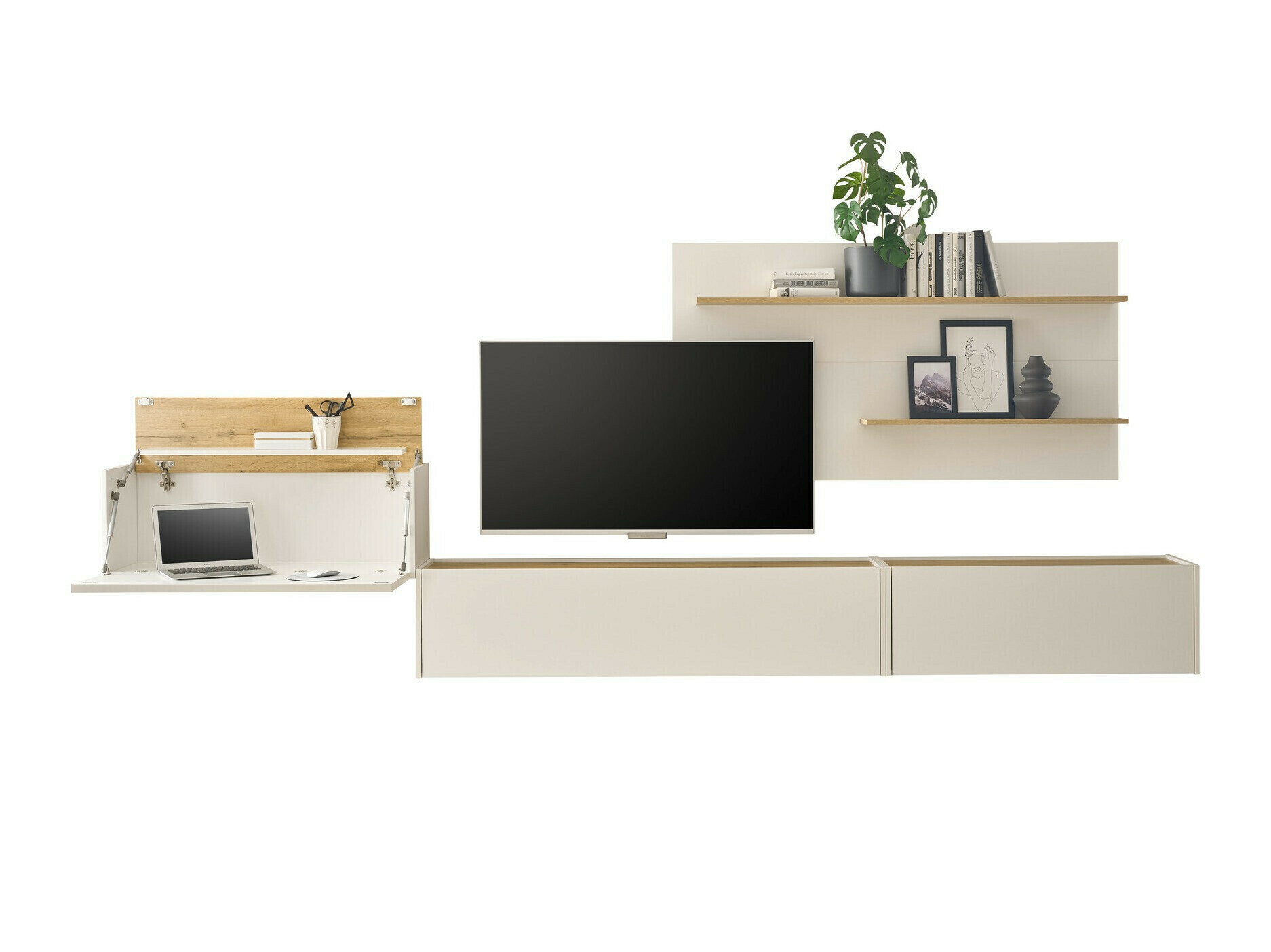 Komplet za dnevno sobo Elbsori 137 (Bela + Wotan hrast)