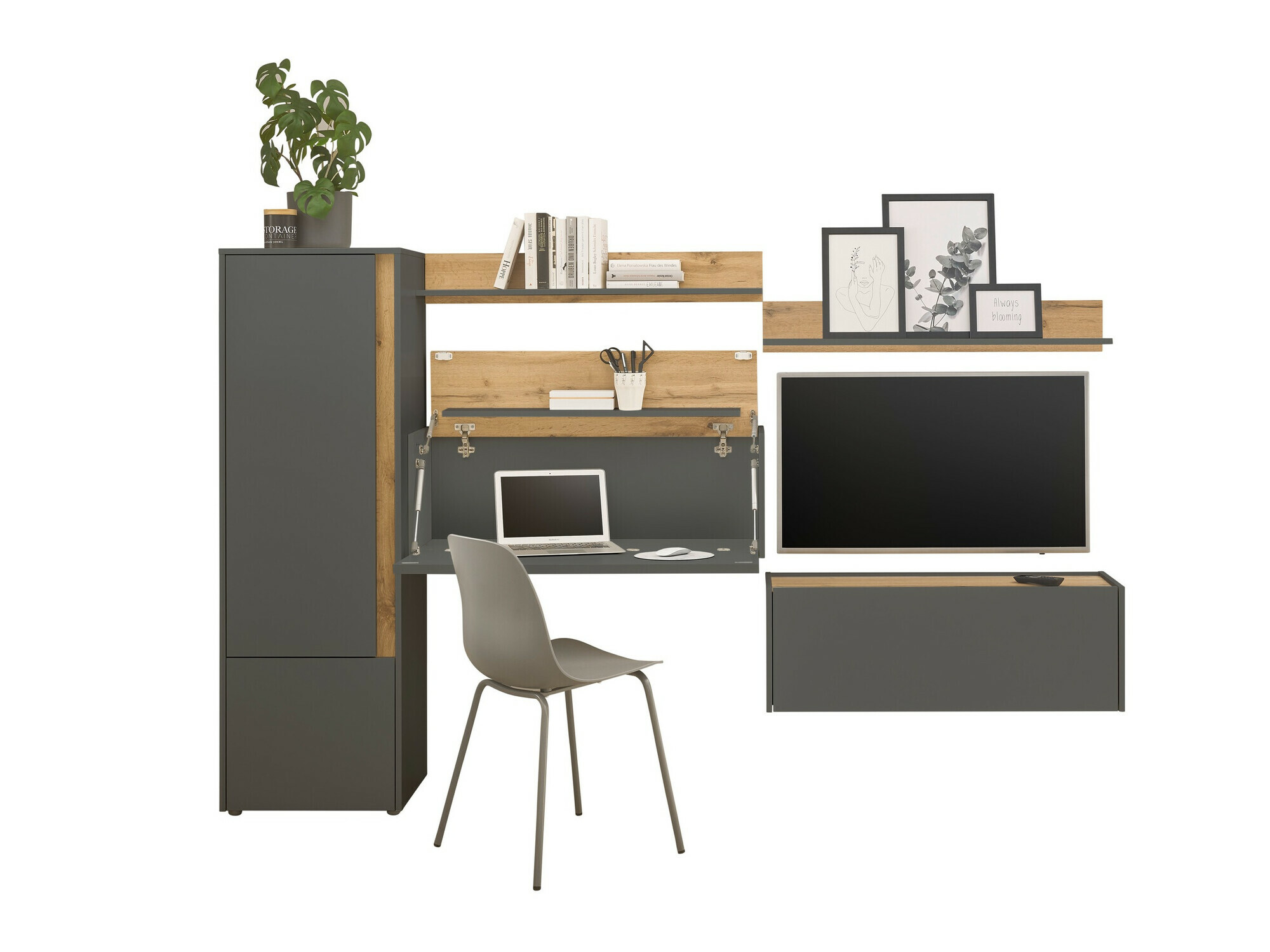 Komplet za dnevno sobo Elbsori 138 (Antracit + Wotan hrast)