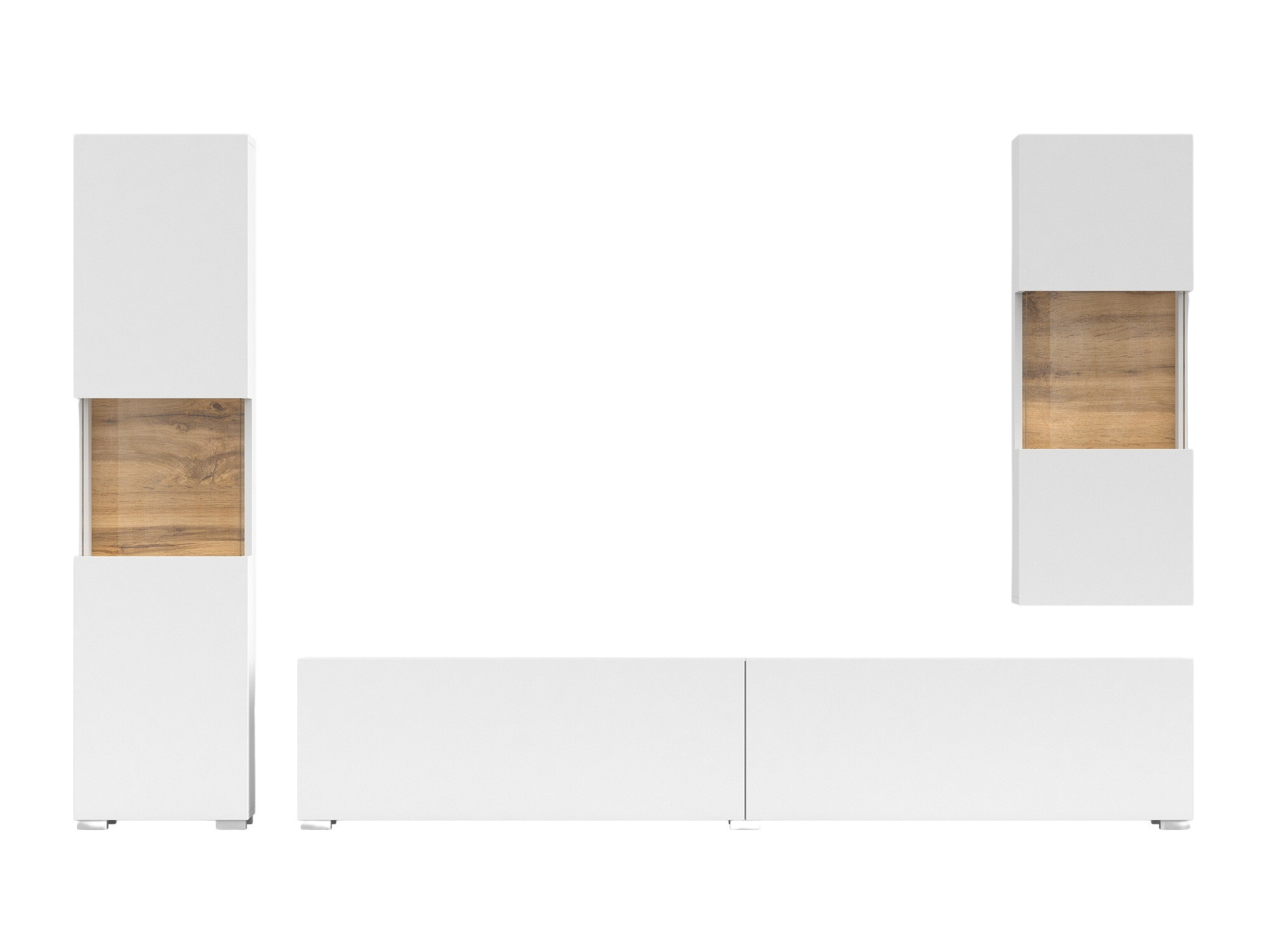 Komplet za dnevno sobo Revmiru 106 (Bela + Wotan hrast)