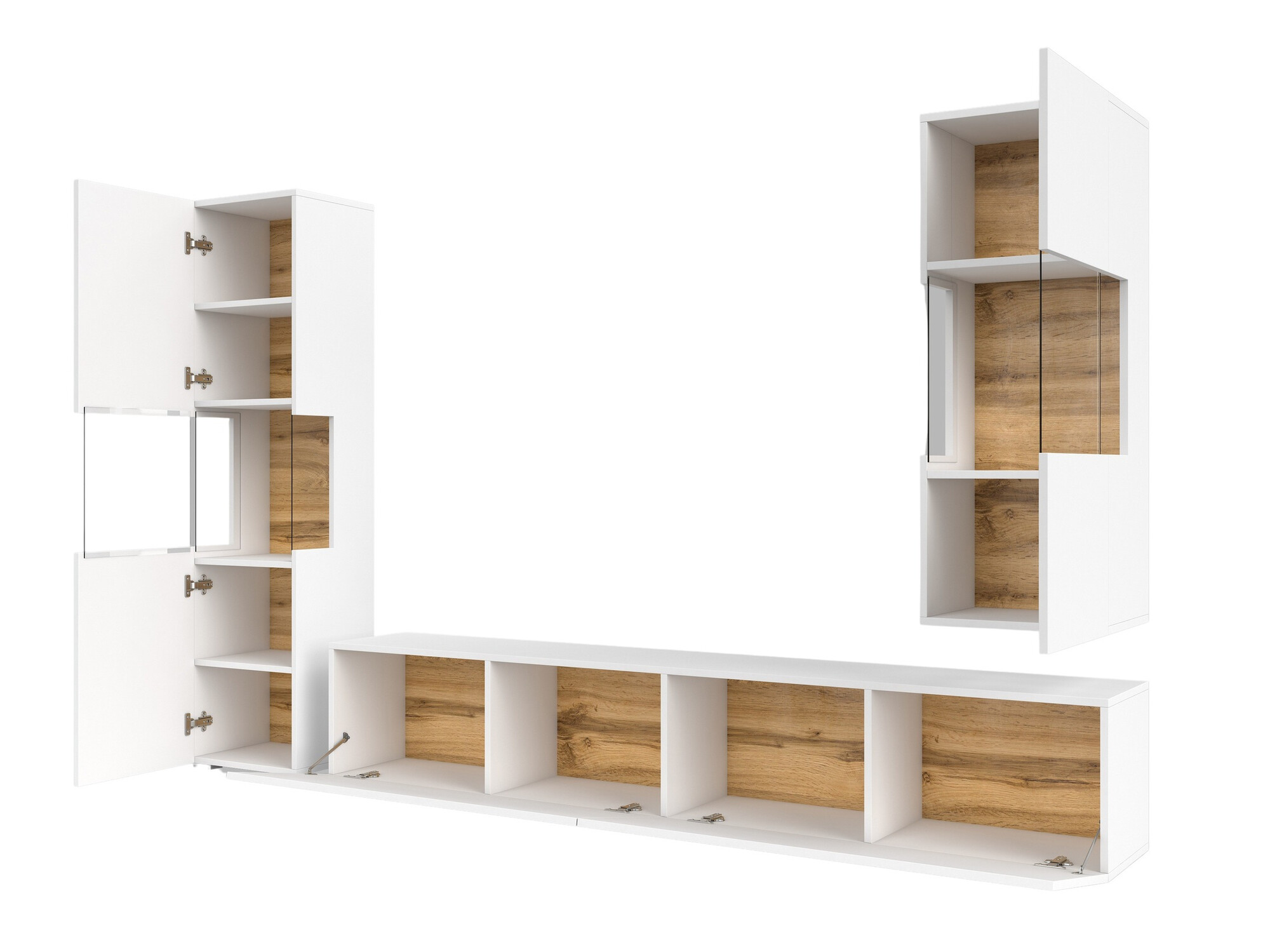 Komplet za dnevno sobo Revmiru 106 (Bela + Wotan hrast)