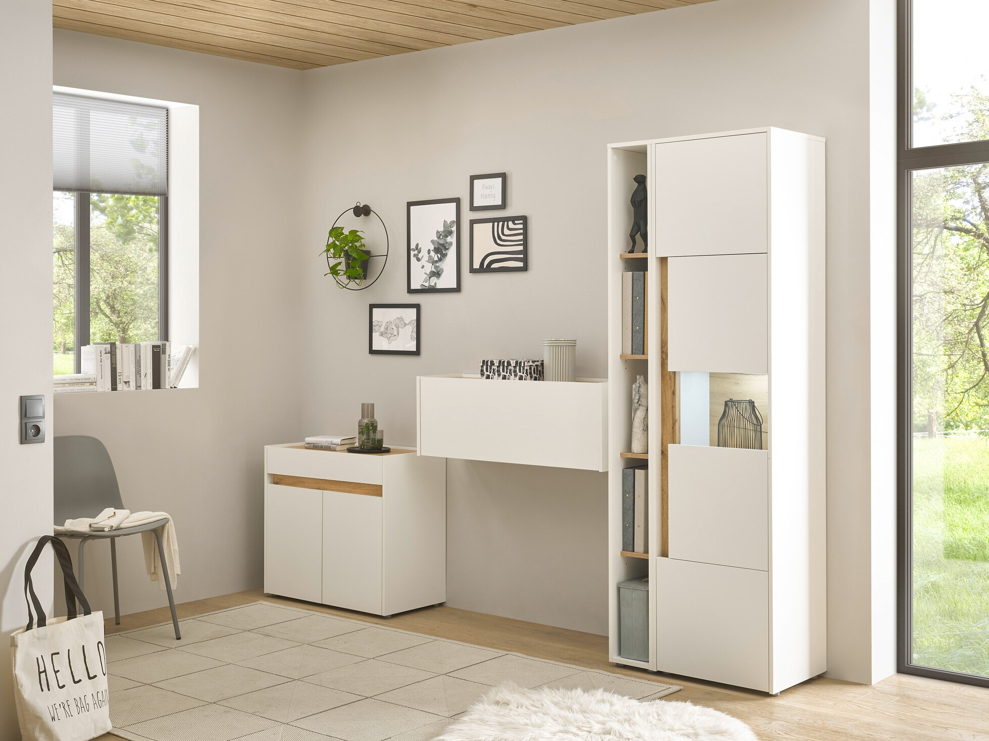 Pohištveni komplet Elbsori 139 (Bela + Wotan hrast)