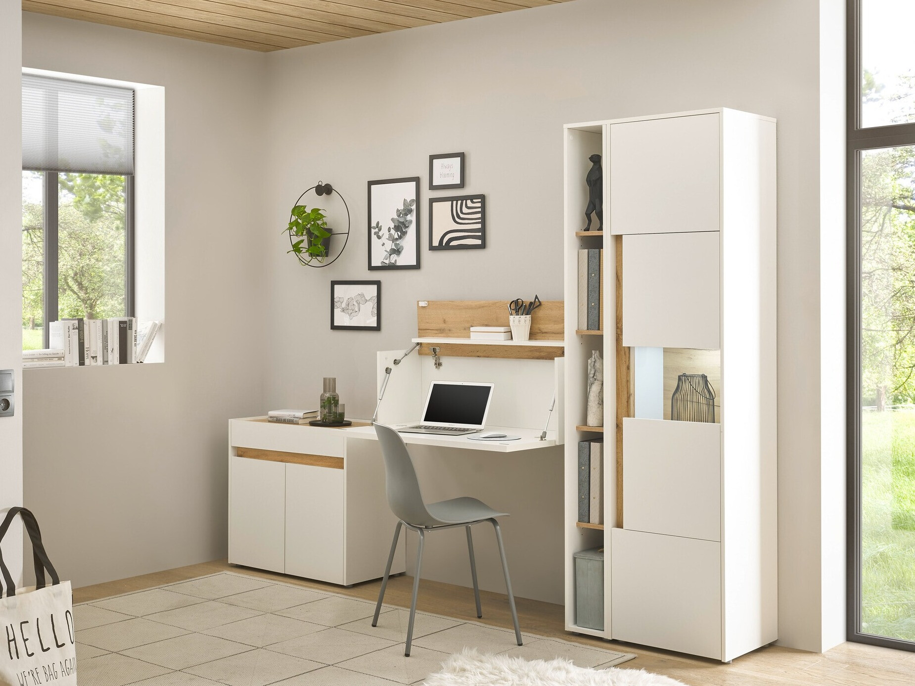 Pohištveni komplet Elbsori 139 (Bela + Wotan hrast)