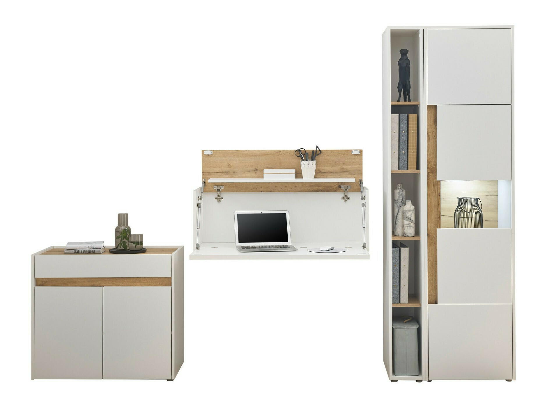 Pohištveni komplet Elbsori 139 (Bela + Wotan hrast)