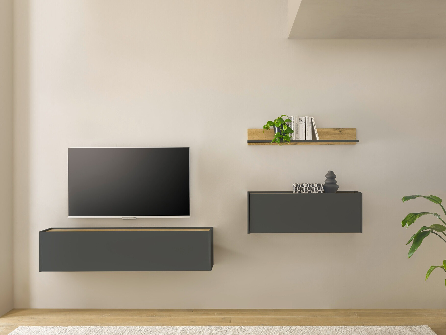 Komplet za dnevno sobo Elbsori 143 (Antracit + Wotan hrast)