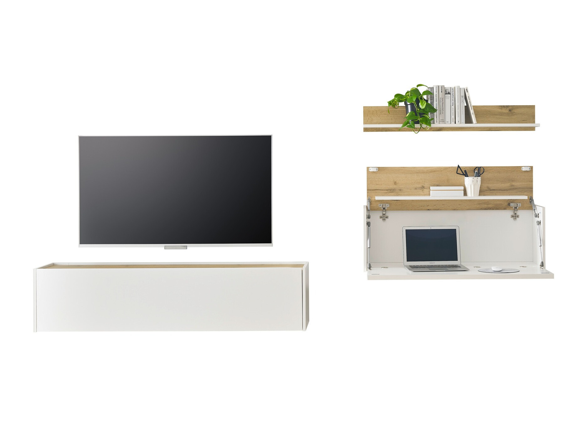 Komplet za dnevno sobo Elbsori 143 (Bela + Wotan hrast)