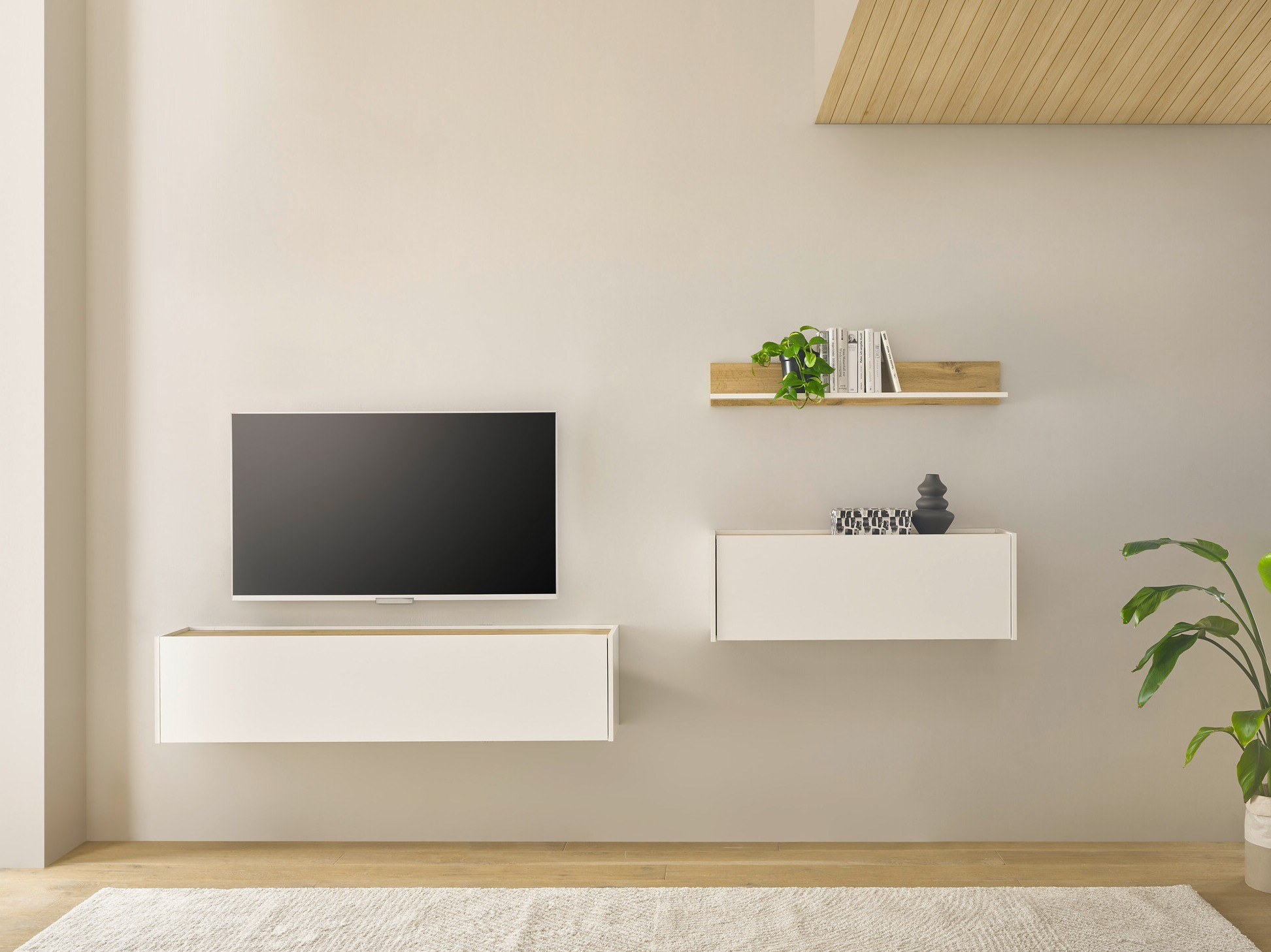 Komplet za dnevno sobo Elbsori 143 (Bela + Wotan hrast)