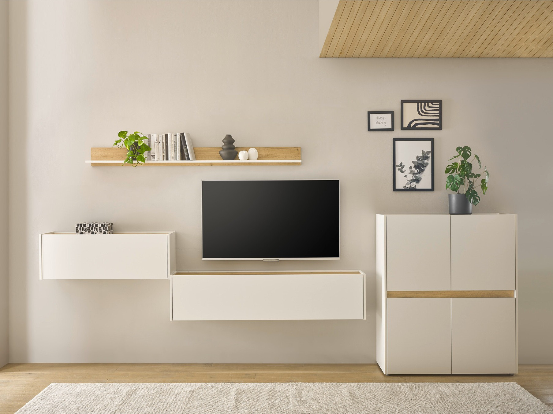 Komplet za dnevno sobo Elbsori 144 (Bela + Wotan hrast)