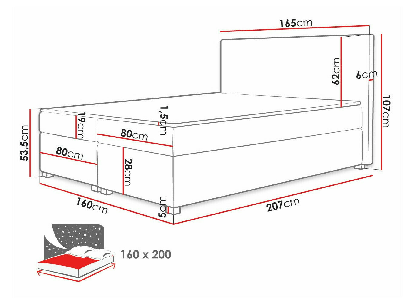 Boxspring postelja Memphis 137 (Poso 14)